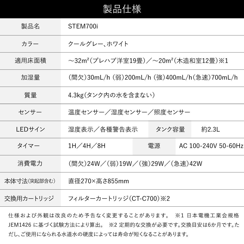 cado カドー 加湿器 STEM 700i  カラー: クールグレー