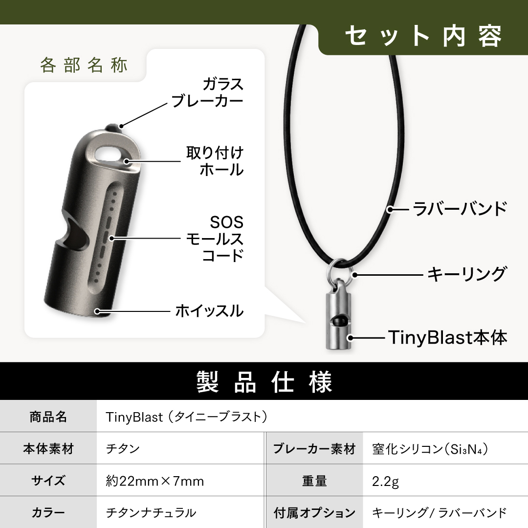 Tiny Blast　～防災ホイッスル×ガラスブレーカー～