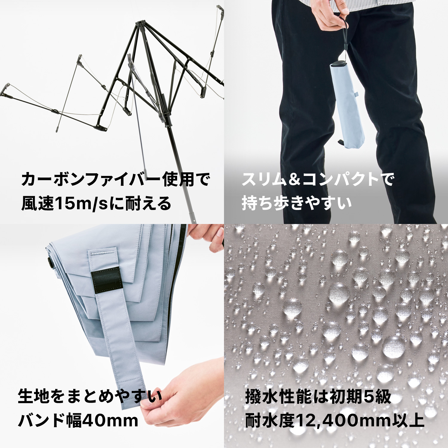HEATBLOCK pentagon秒速プリーツ  【形状記憶 折りたたみ傘 】