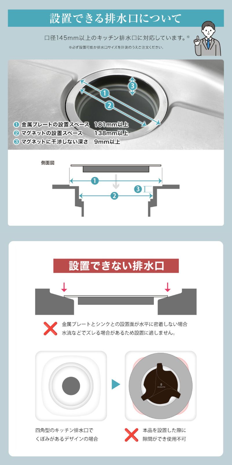 HUBATH キッチンシンクキャッチャー
