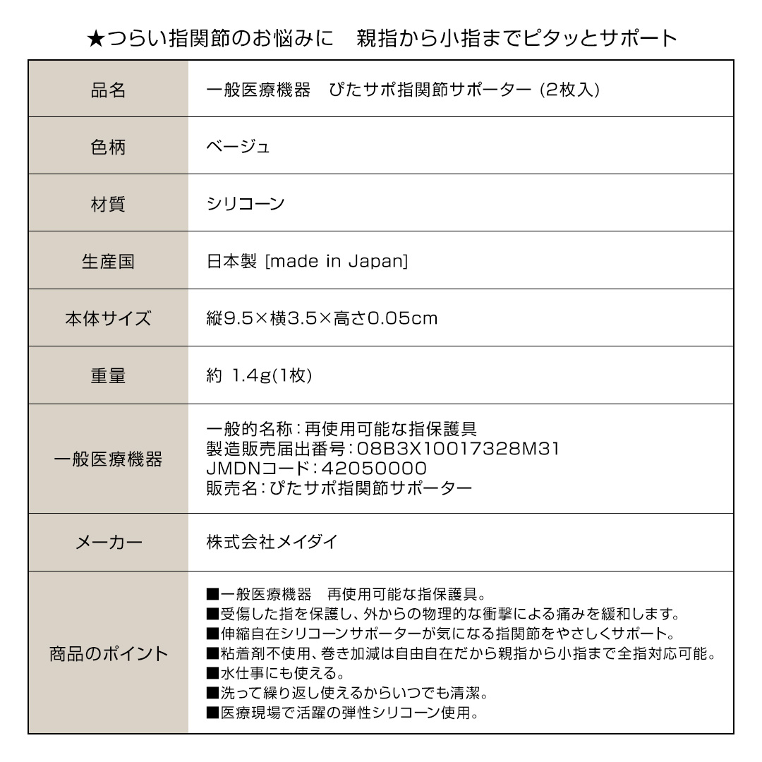 ぴたサポ指関節サポーター