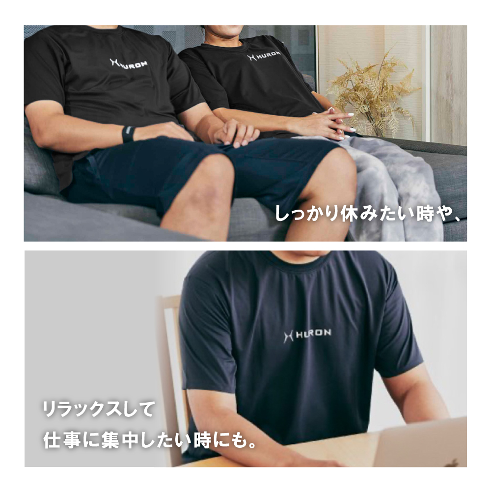 リカバリーウェア HURON（ヒューロン） Tシャツ　 サイズ: ブラックS(身丈65cm)