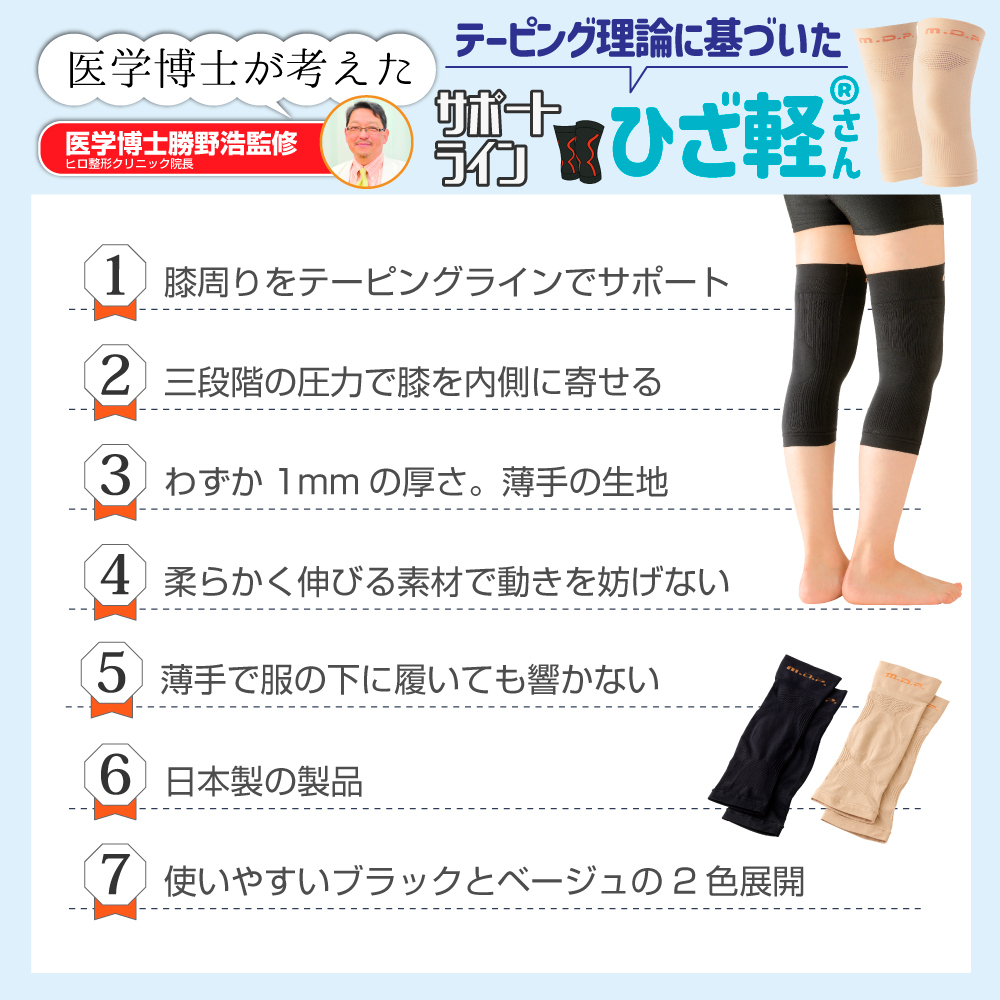 勝野式 ひざ軽さん カラー・サイズ: ブラック・M（ひざ周り）30〜38ｃｍ