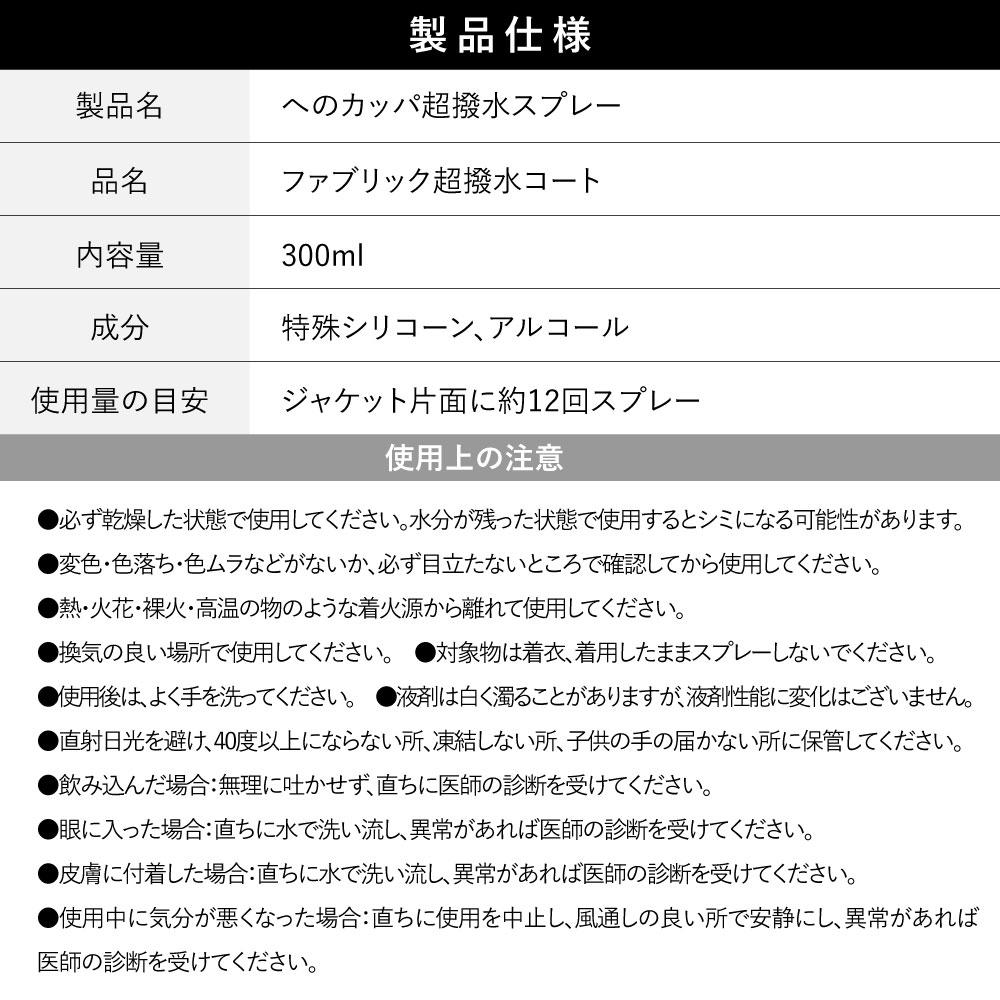 へのカッパ 【超撥水スプレー】