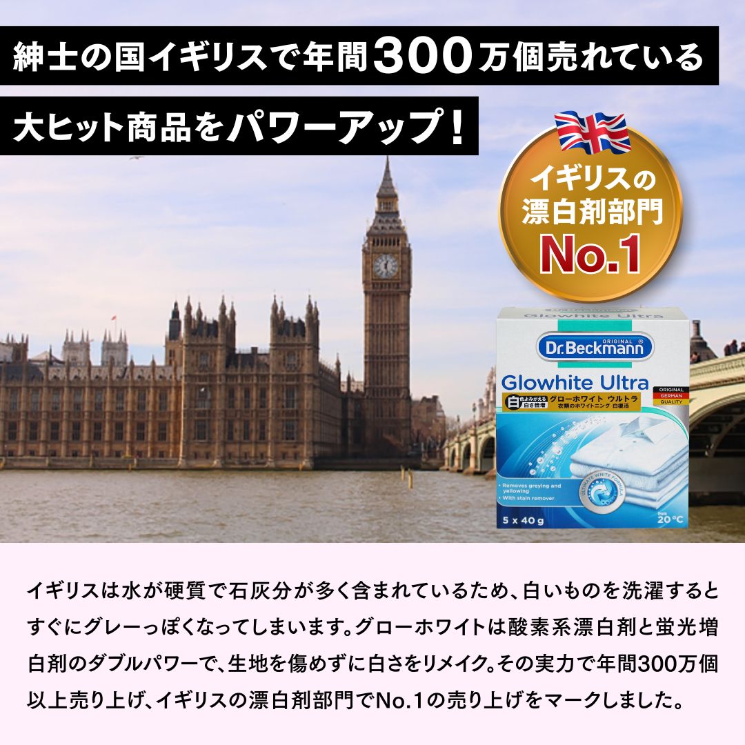 ドクターベックマン グローホワイト ウルトラ 蛍光増白剤（酸素系漂白剤入り）5包入り 