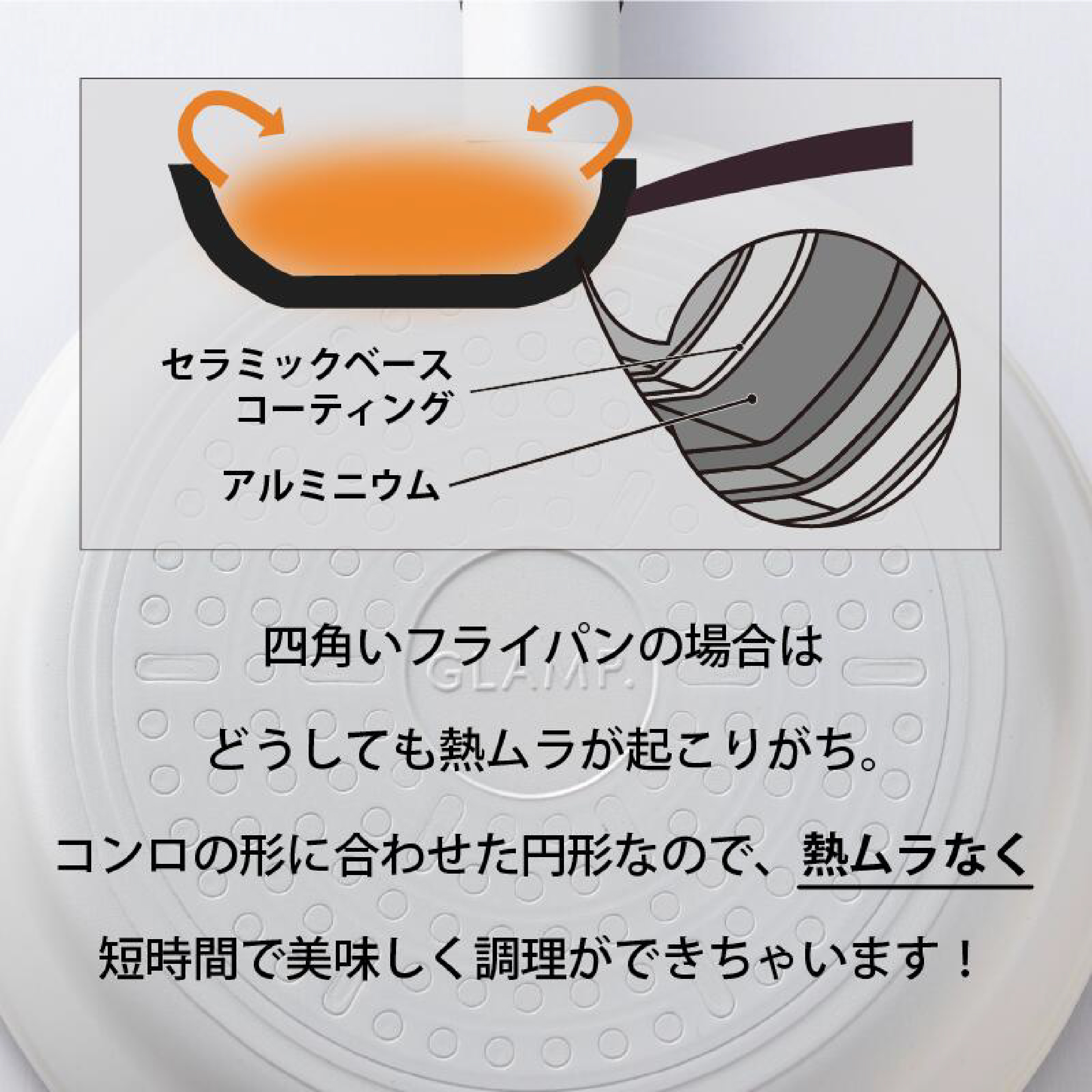 GLAMP.セラミックフライパン 20cm　深型24cm サイズ・カラー: 20ｃｍ・ブラック