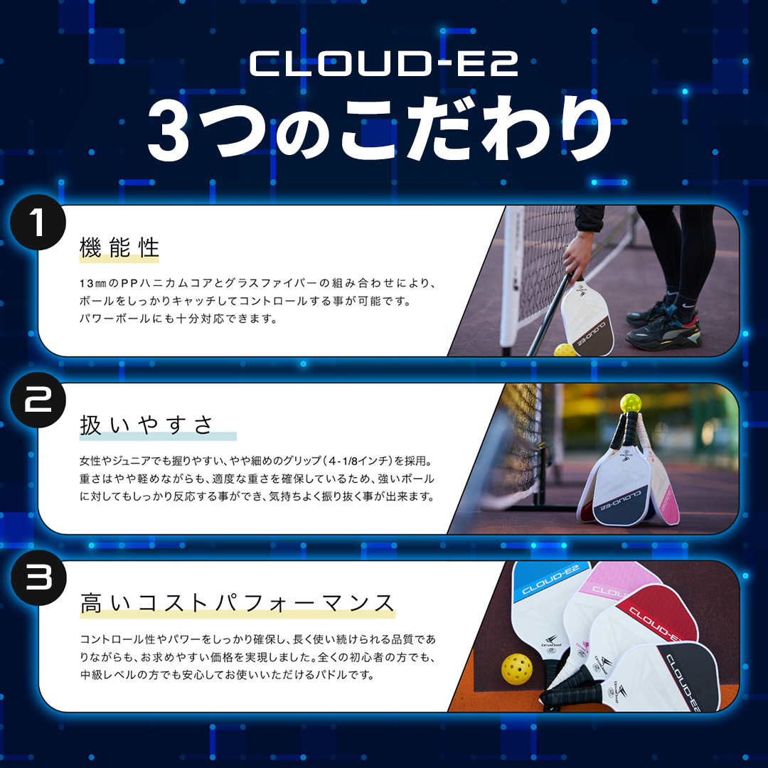 ピックルボールパドル Cirrus Cloud CLOUD-E2 カラー: Black