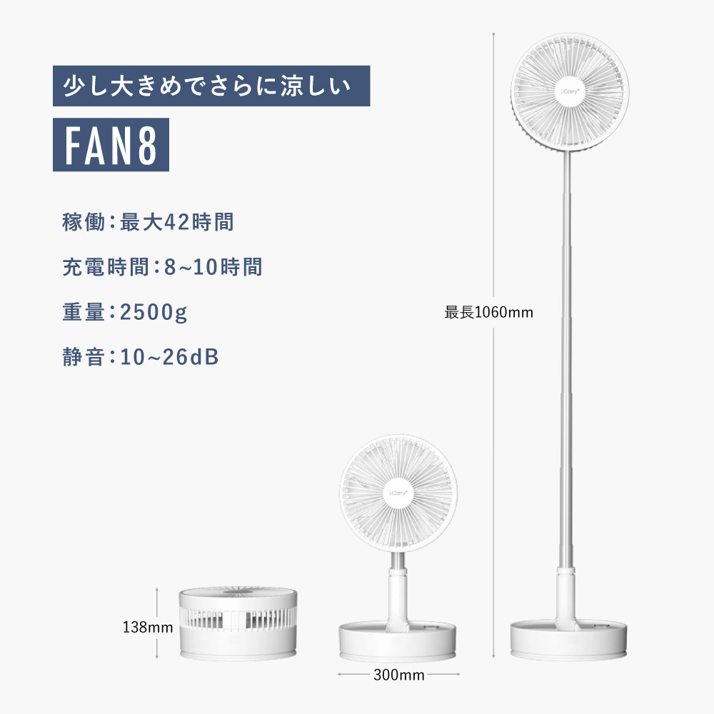 i.Carry 高機能コードレスファン サイズ: FAN6