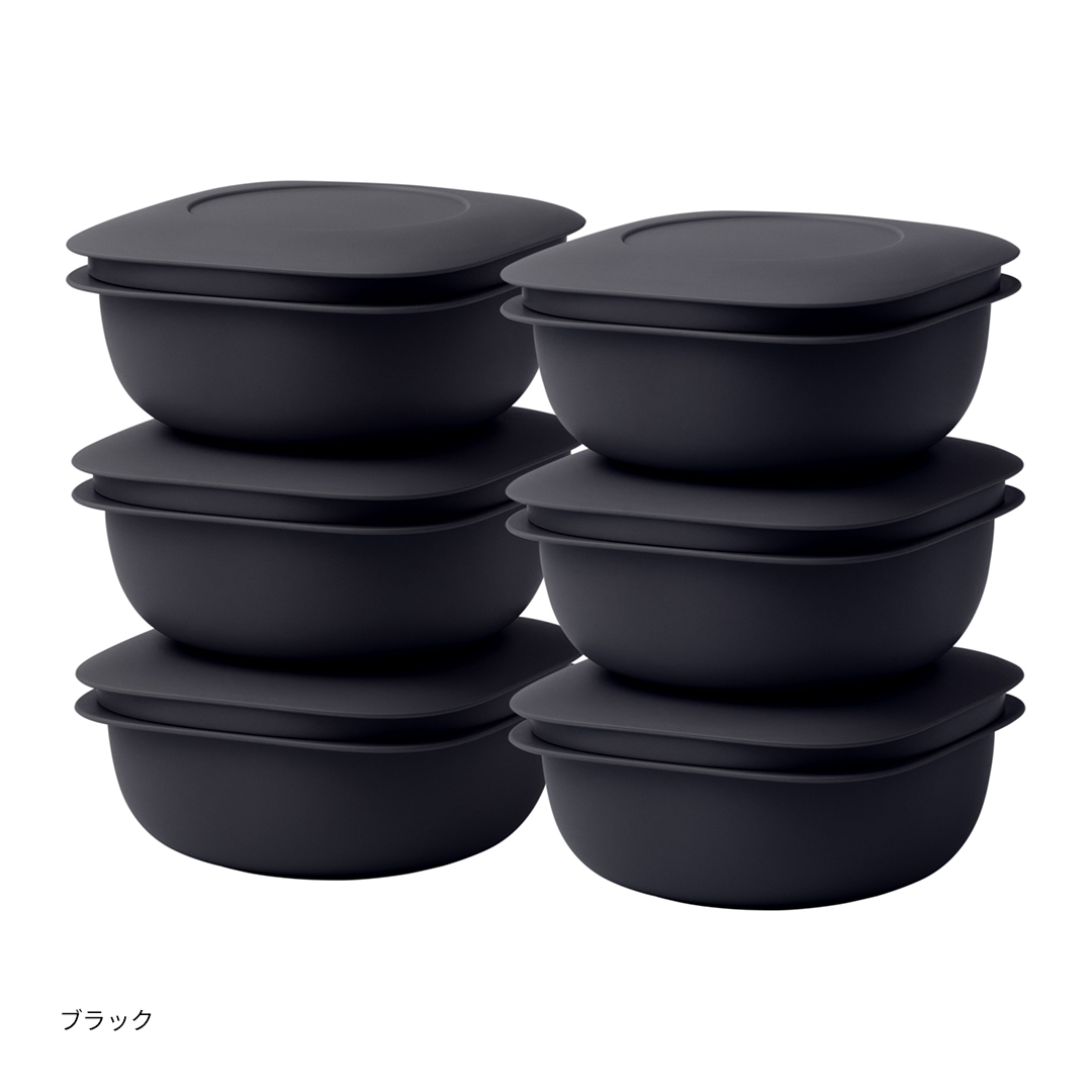ライクイット　冷凍ごはん容器 6個セット  カラー: ブラック