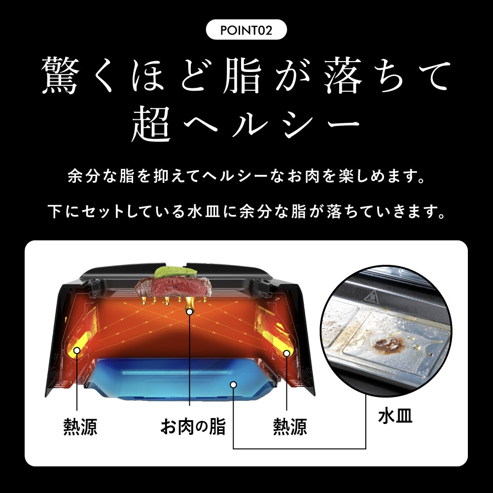 GLAMP. 超少煙グリル カラー: ブラック