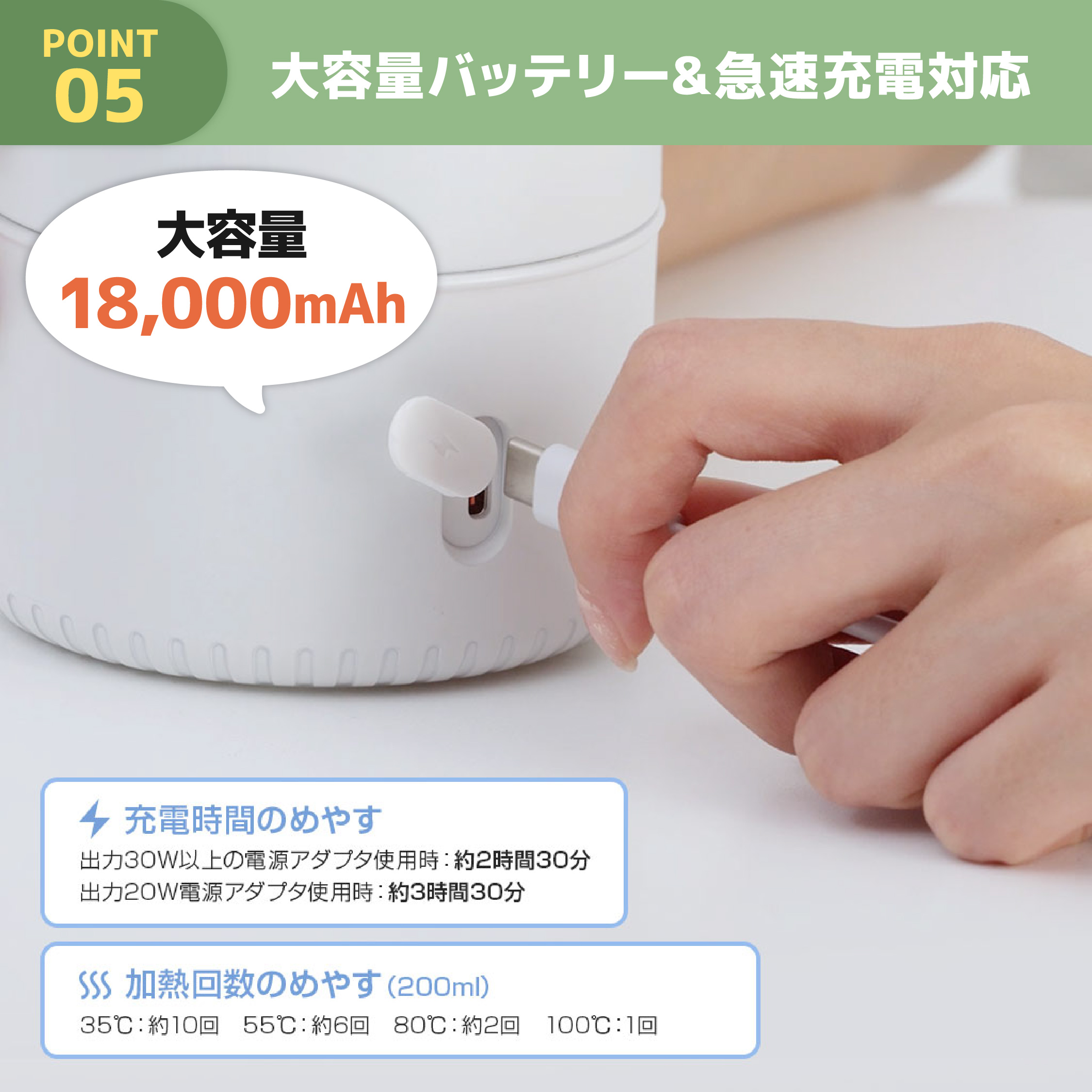 BLUEFEEL コードレスUSBケトル Heat100 【ポータブルケトル】 カラー: クラウドブルー