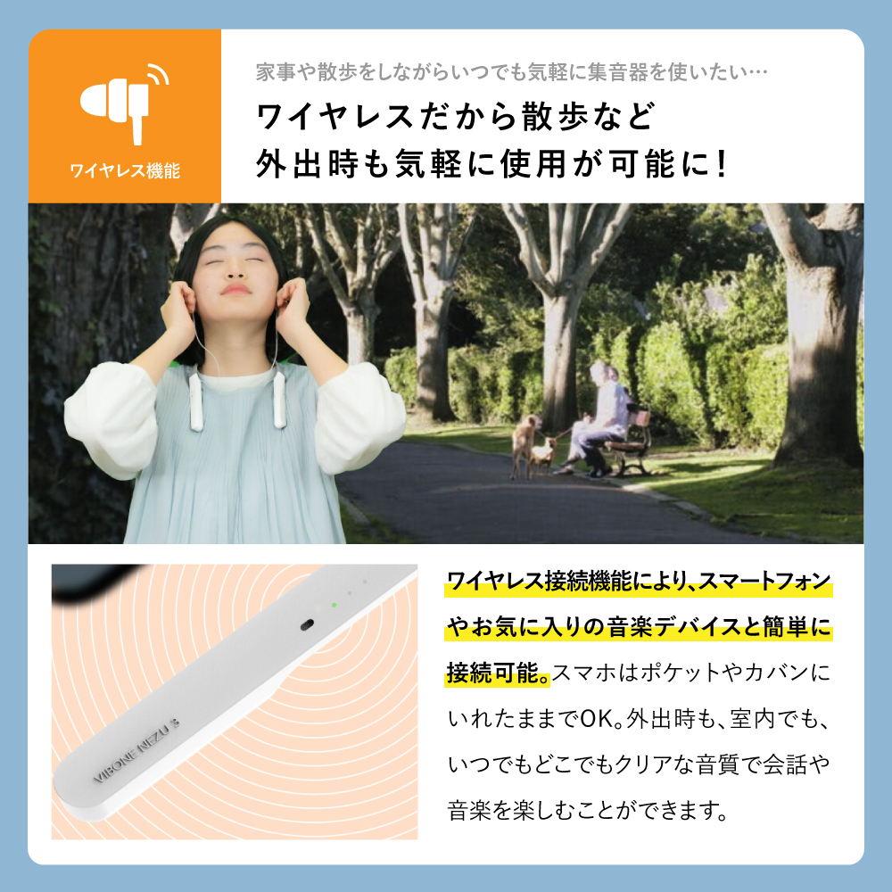 骨伝導集音器 Vibone nezu 3 カラー: ホワイト