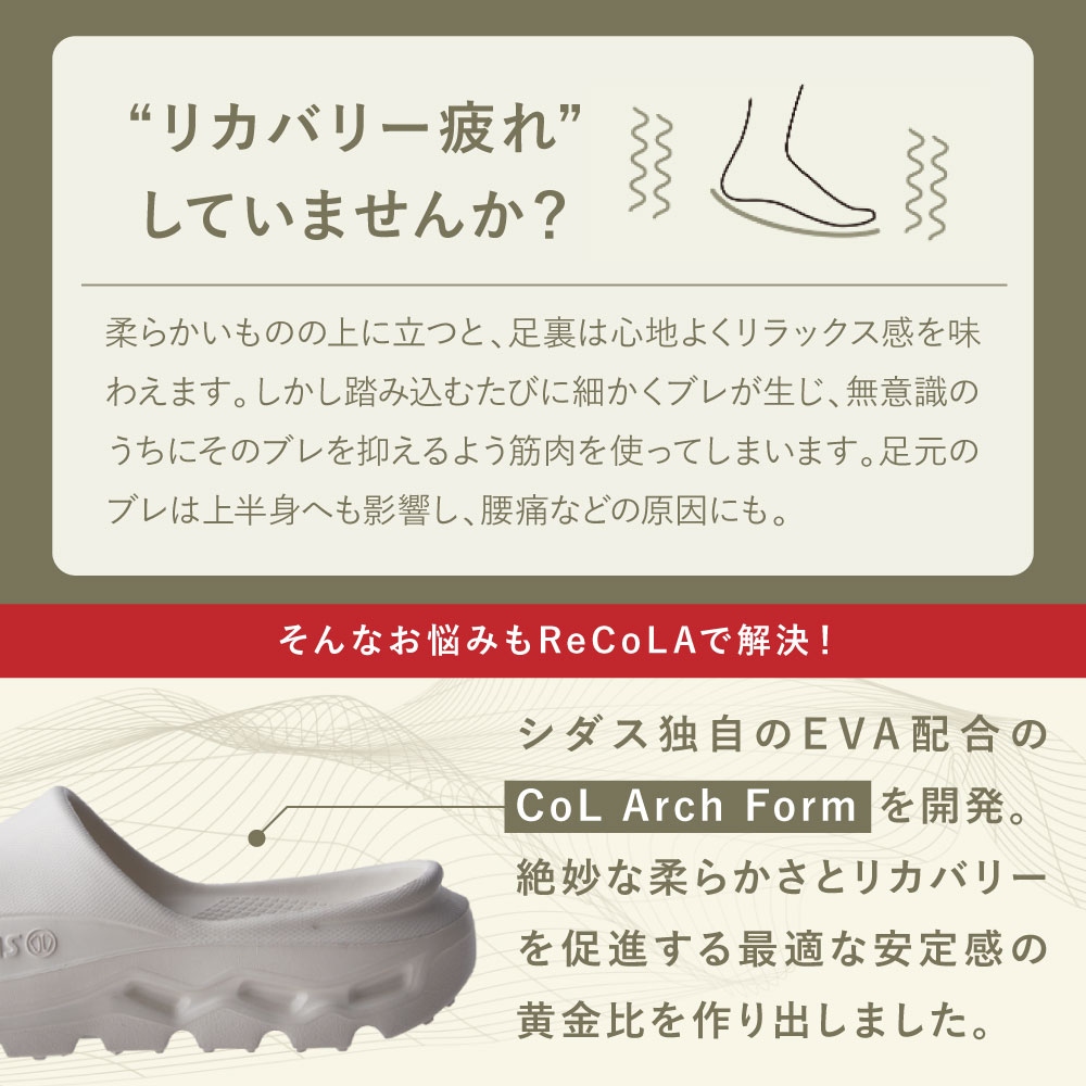 ReCoLA　リカバリーサンダル サイズ: XS(22.0~23.5cm), カラー: ブラック