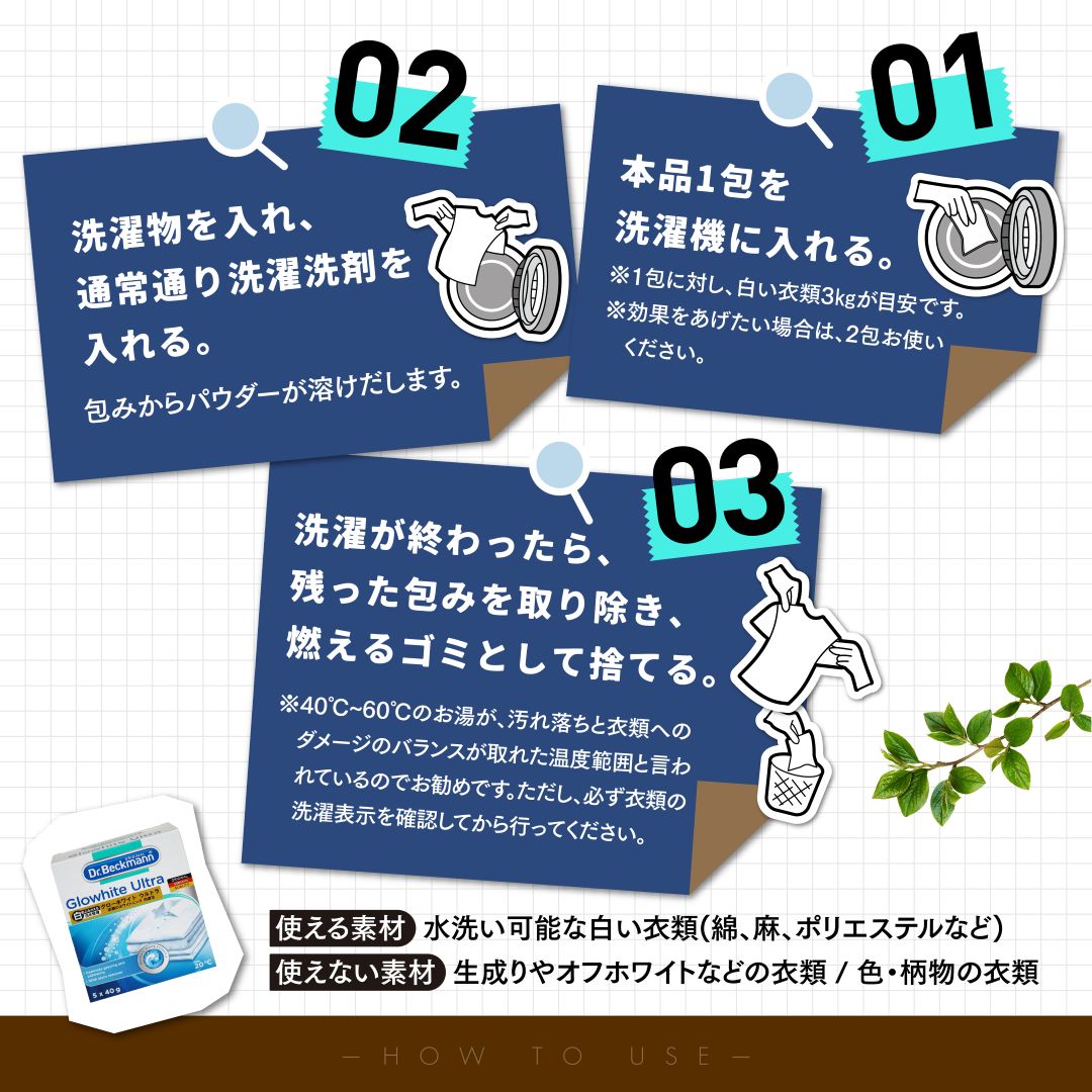ドクターベックマン グローホワイト ウルトラ 蛍光増白剤（酸素系漂白剤入り）5包入り 