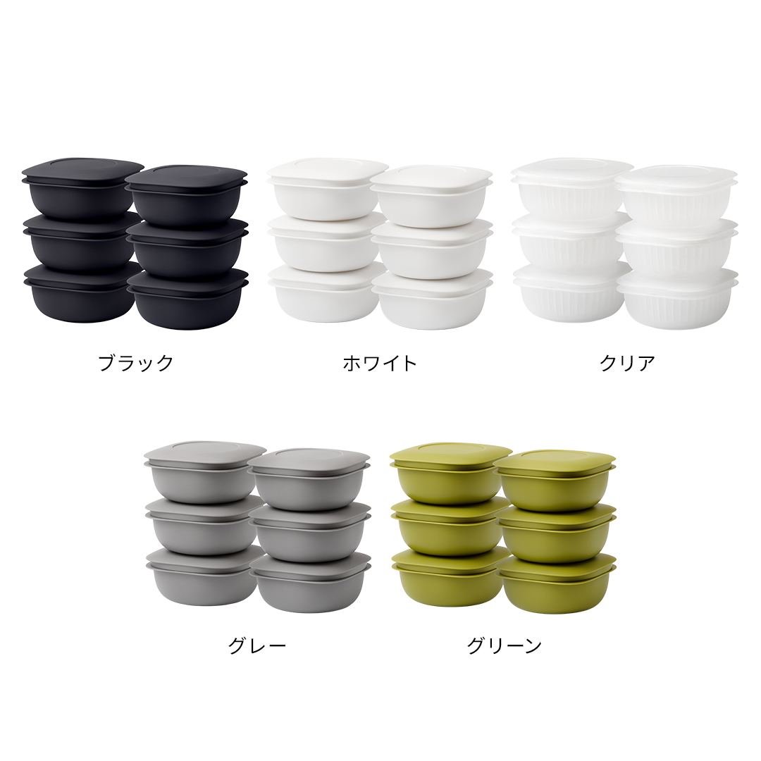 ライクイット　冷凍ごはん容器 6個セット  カラー: ブラック