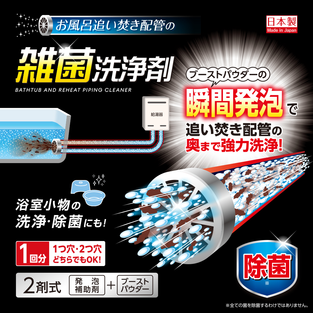 お風呂追い焚き配管の雑菌洗浄剤