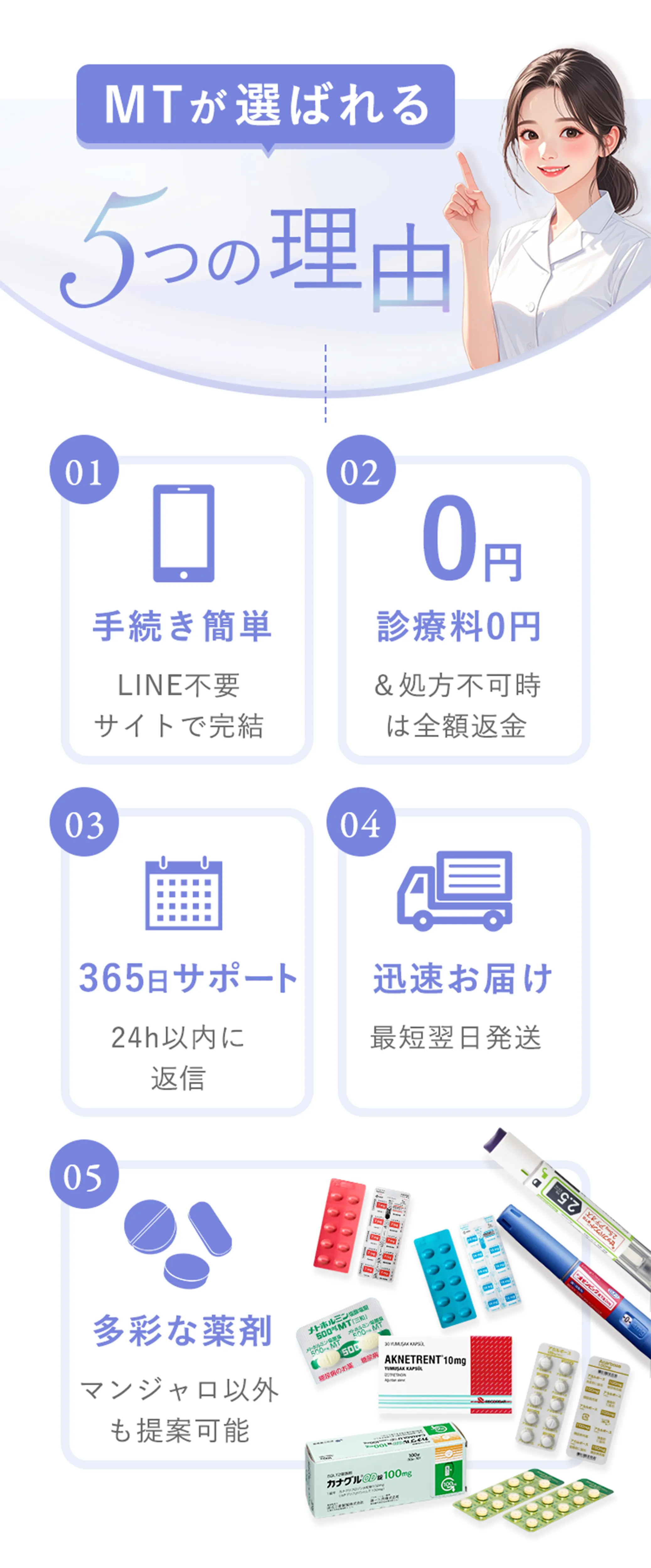MTが選ばれる5つの理由のご案内
