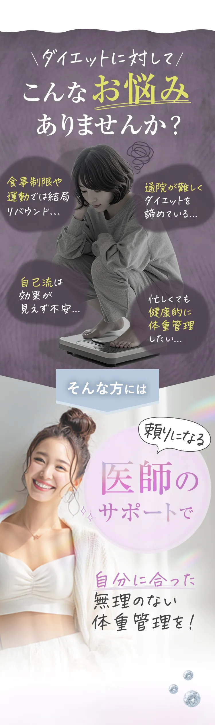 医師のサポートで自分に合った無理のない体重管理を！