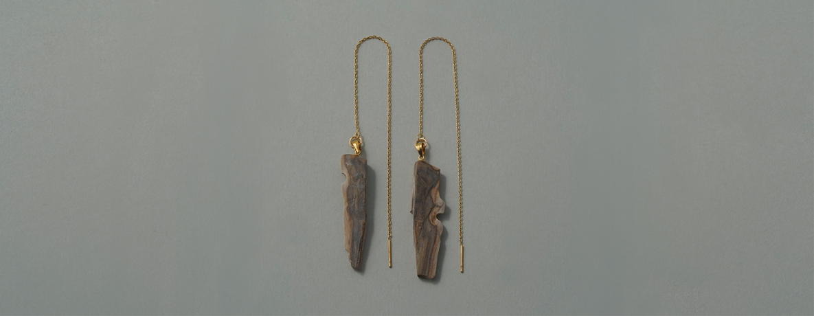 珪化木 ピアス K14GF（ゴールドフィルド） - Petrified wood pierce