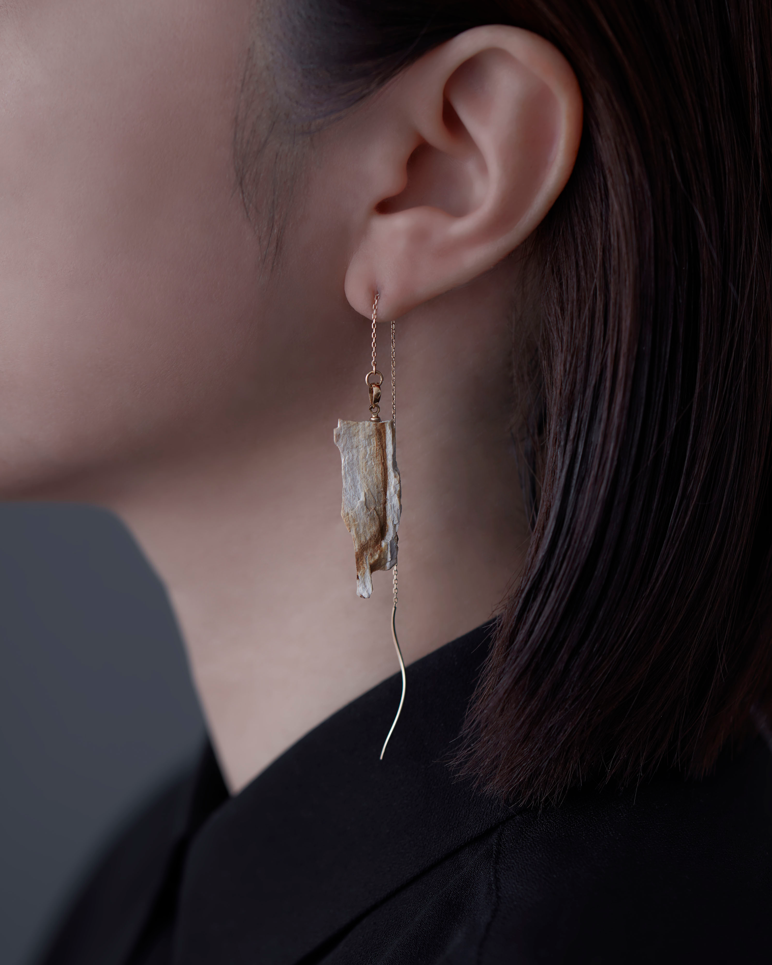 珪化木 ピアス K10 No.001