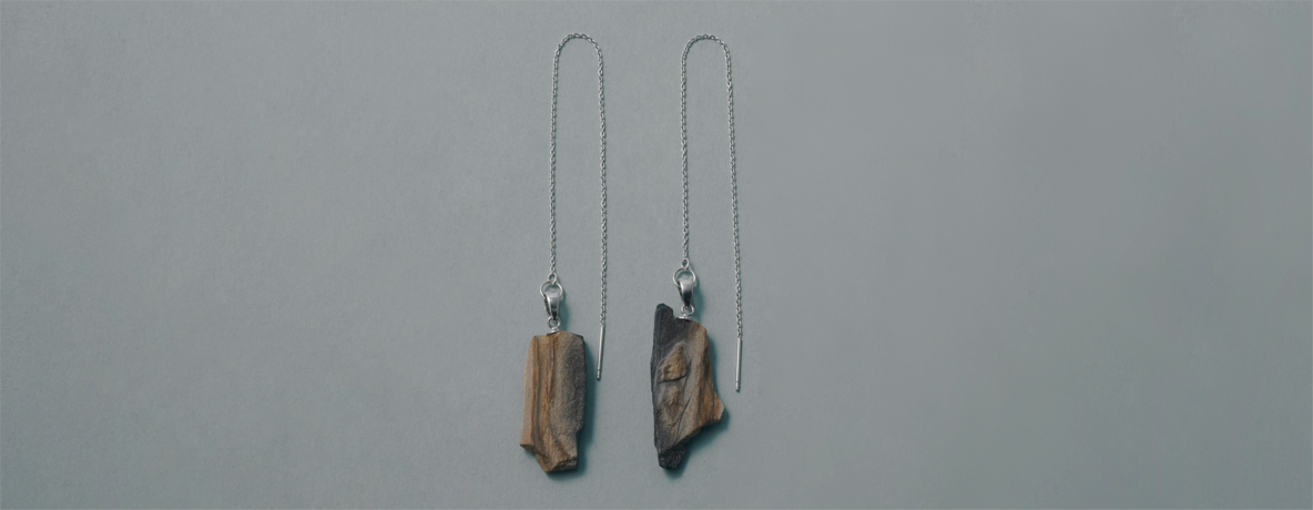 珪化木 ピアス SUS SV （ステンレス・シルバー） - Petrified wood pierce 