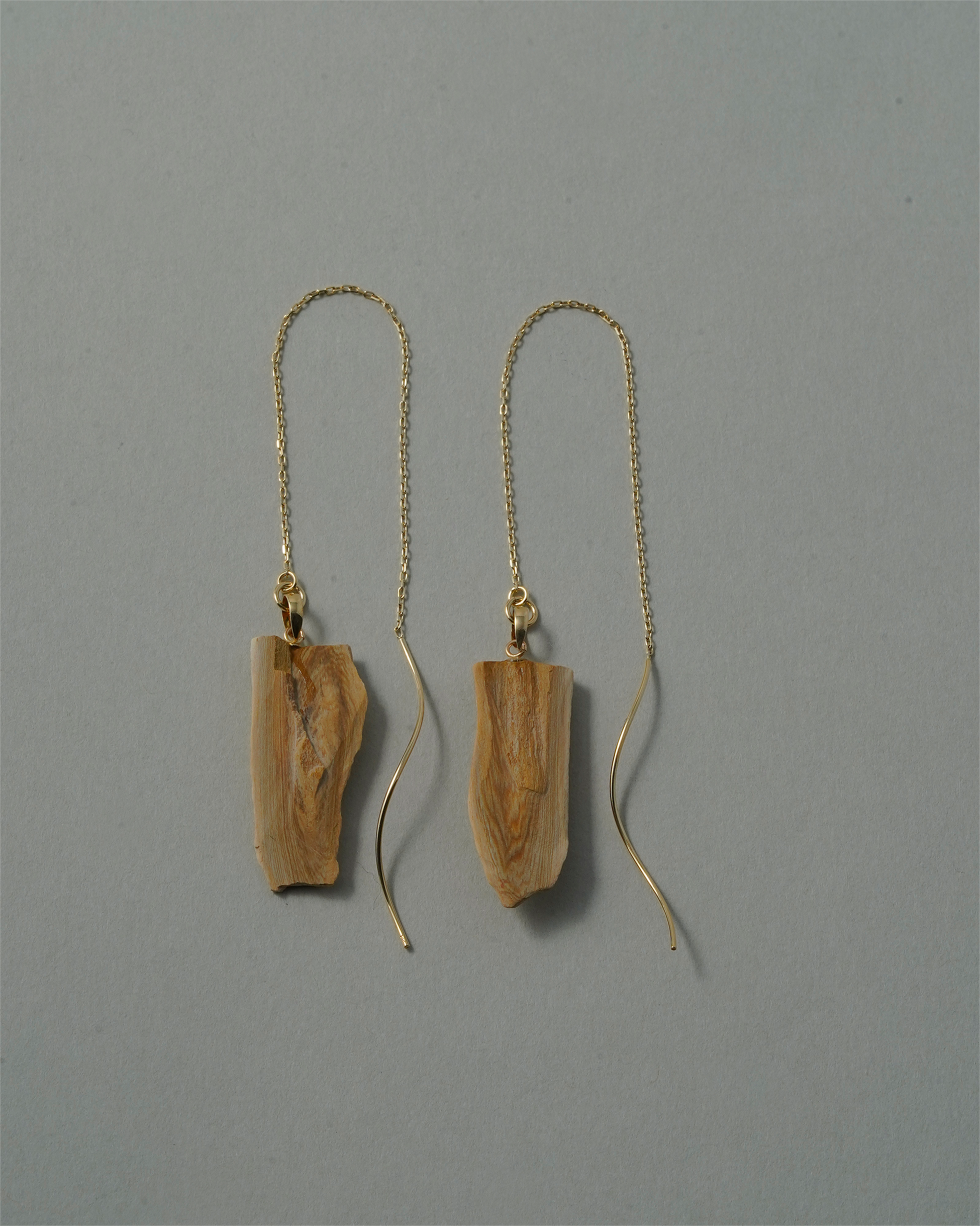 珪化木 ピアス K10 No.003