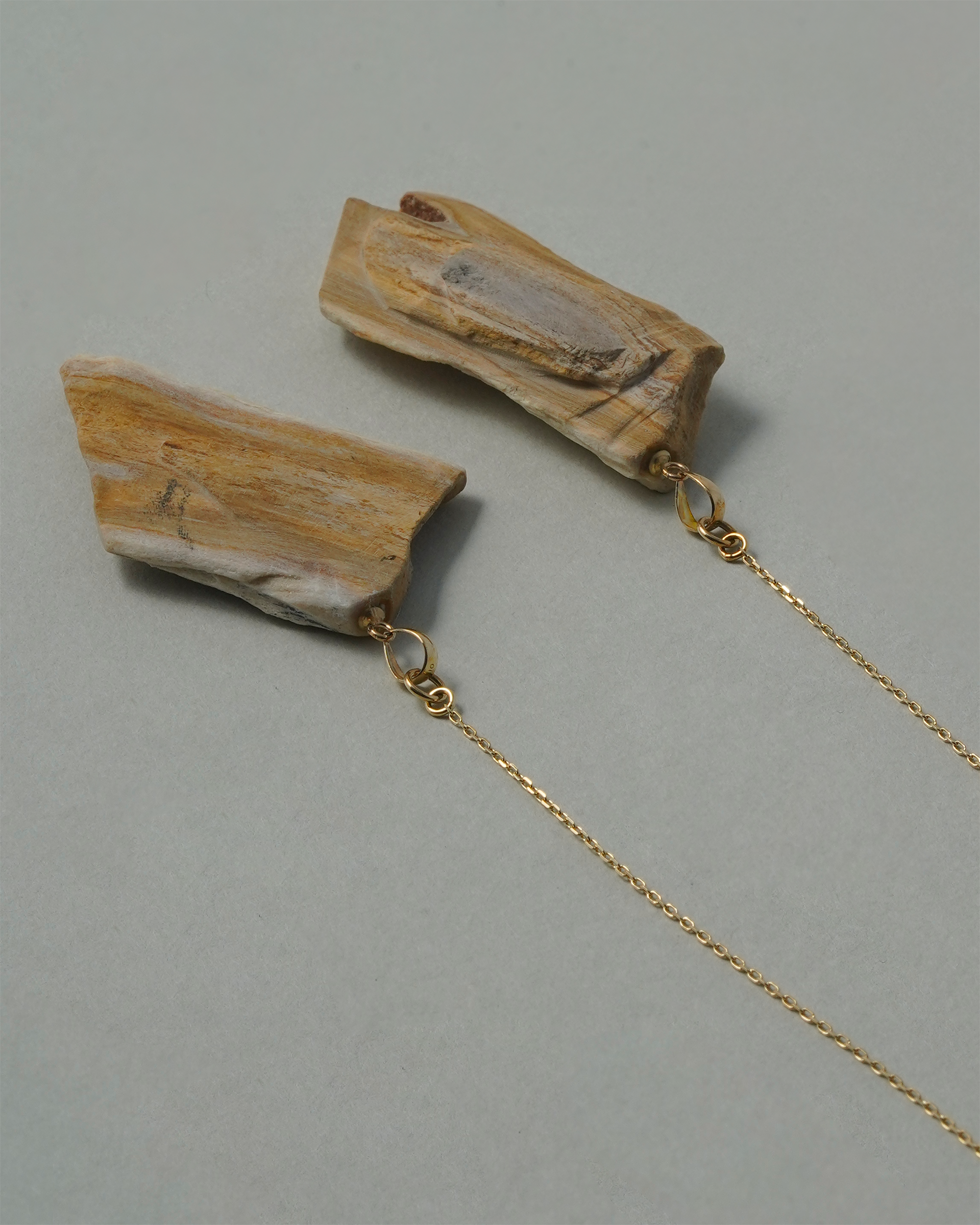 珪化木 ピアス K10（10 金）No.001