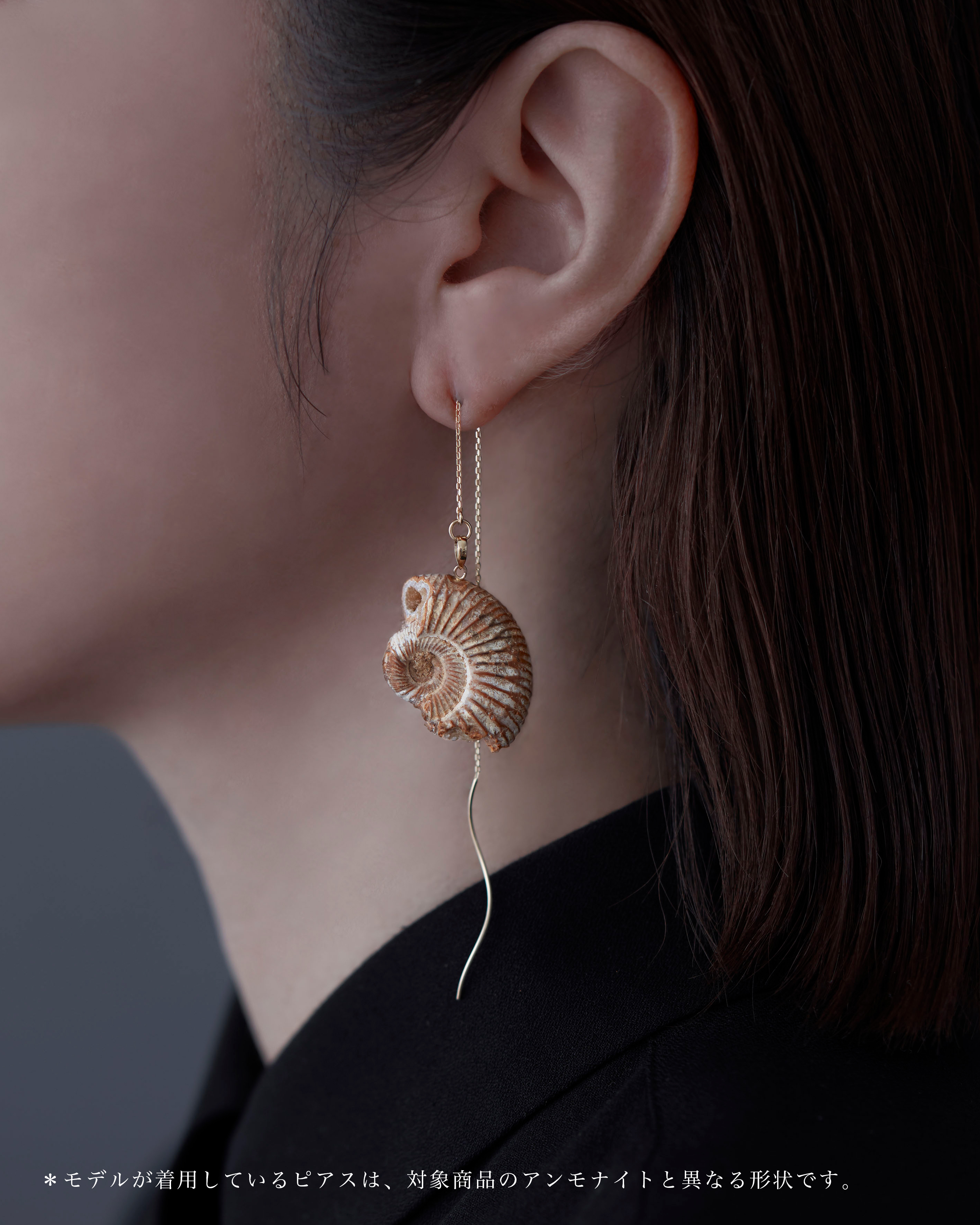  アンモナイト ピアス K10 No.001