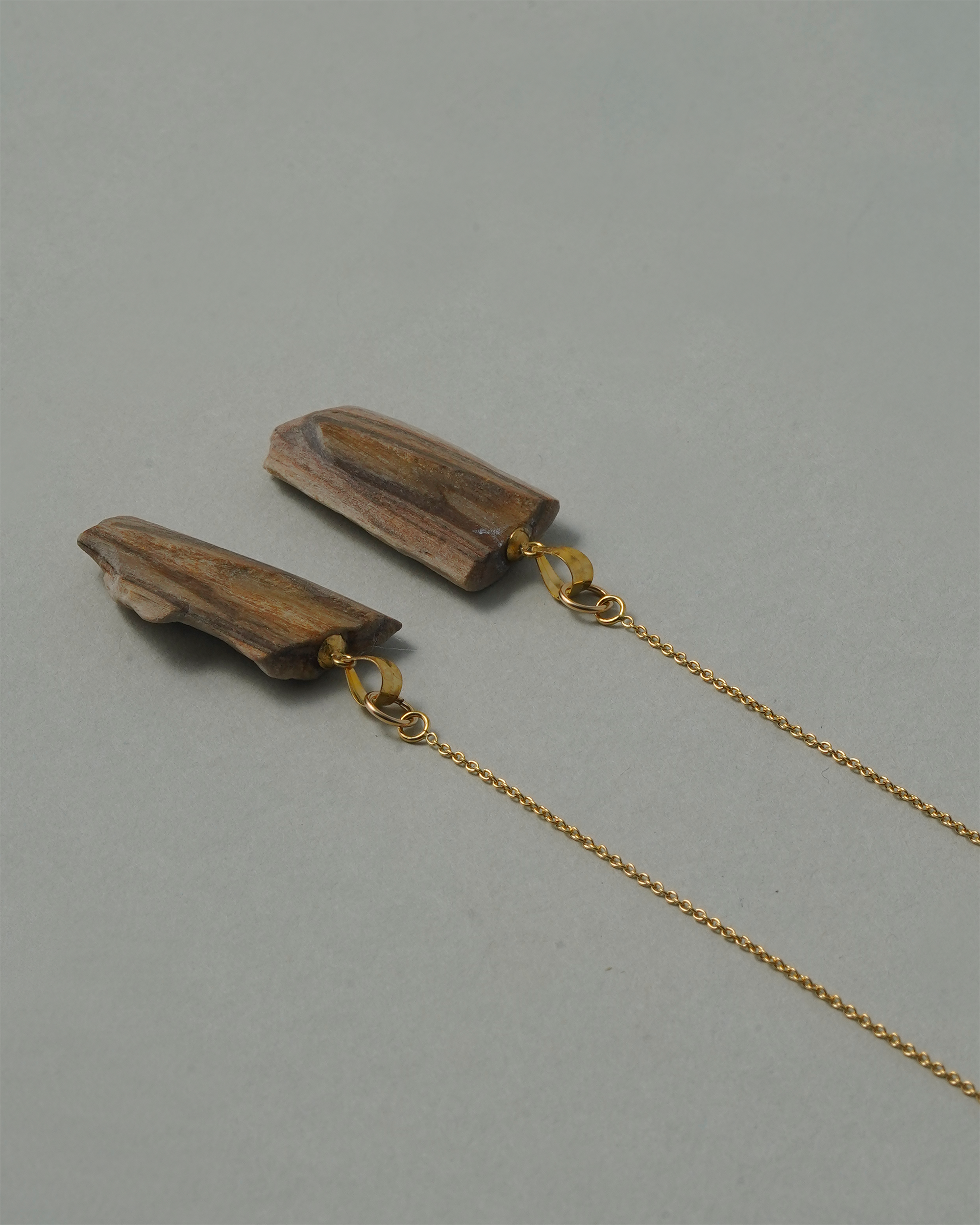  珪化木 ピアス K14GF No.003