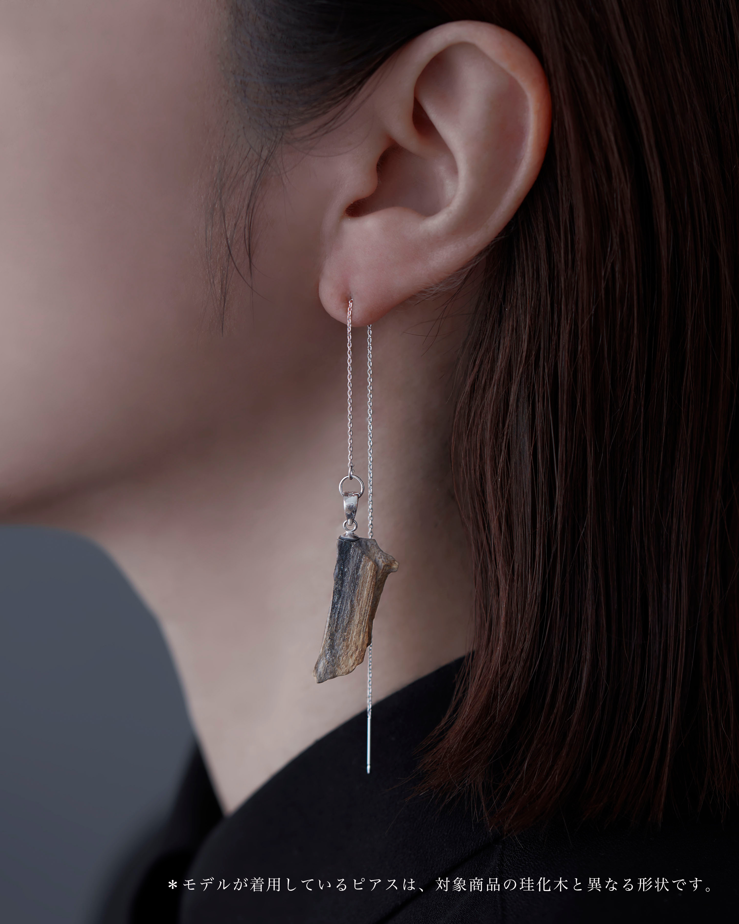  珪化木 ピアス SUS SV （ステンレス・シルバー）No.002