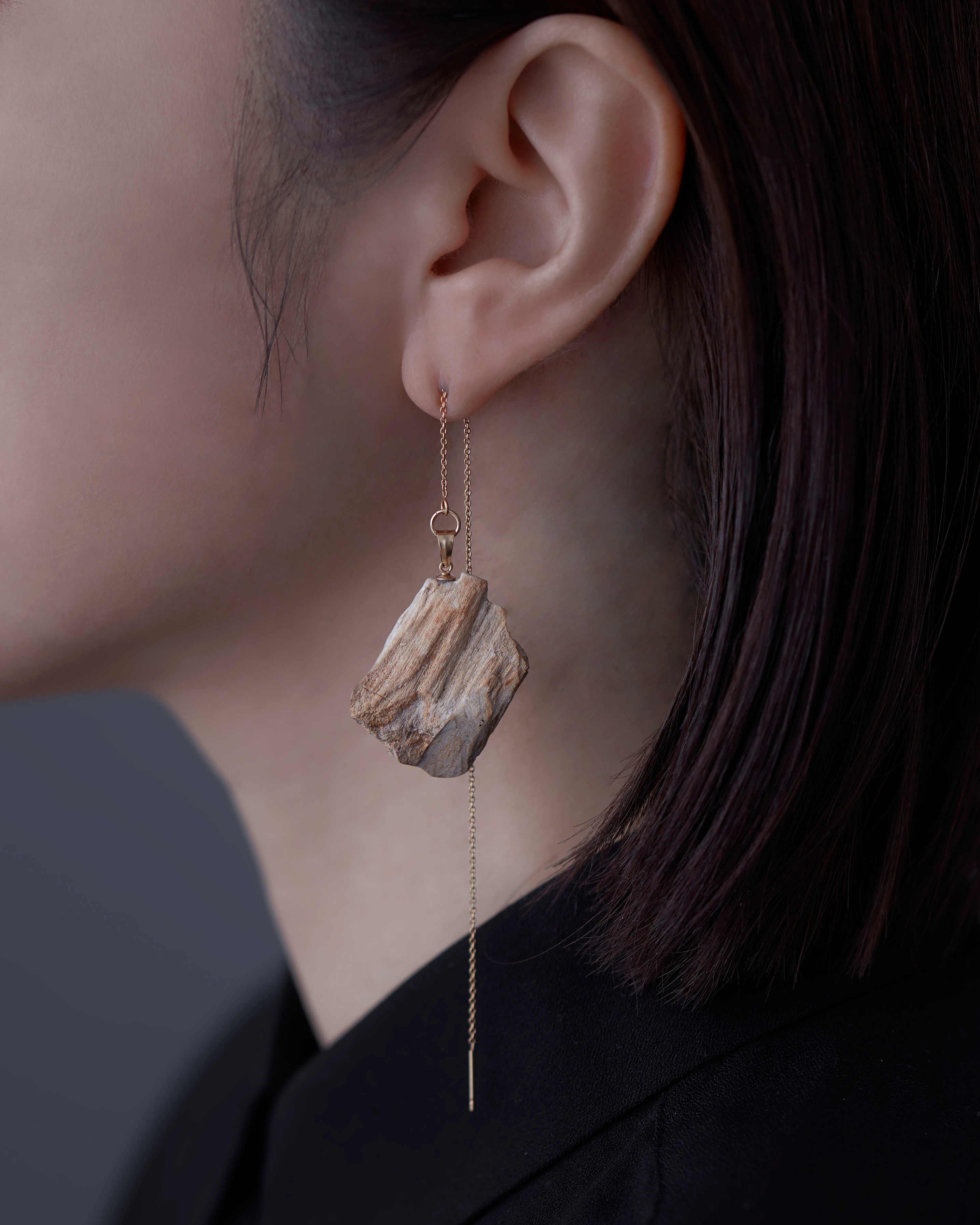  珪化木 ピアス K14GF No.001