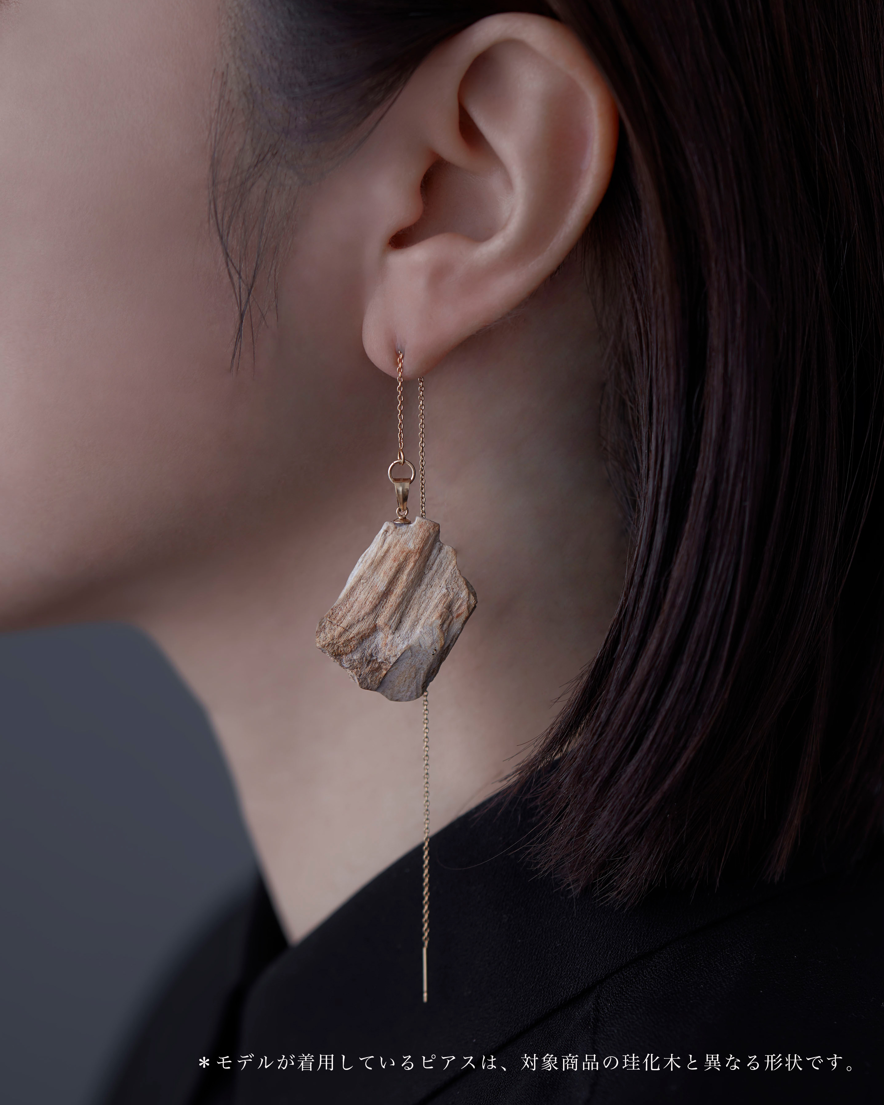  珪化木 ピアス K14GF No.003