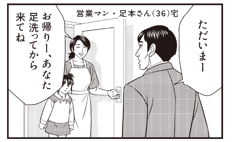 家に帰ってくるお父さん