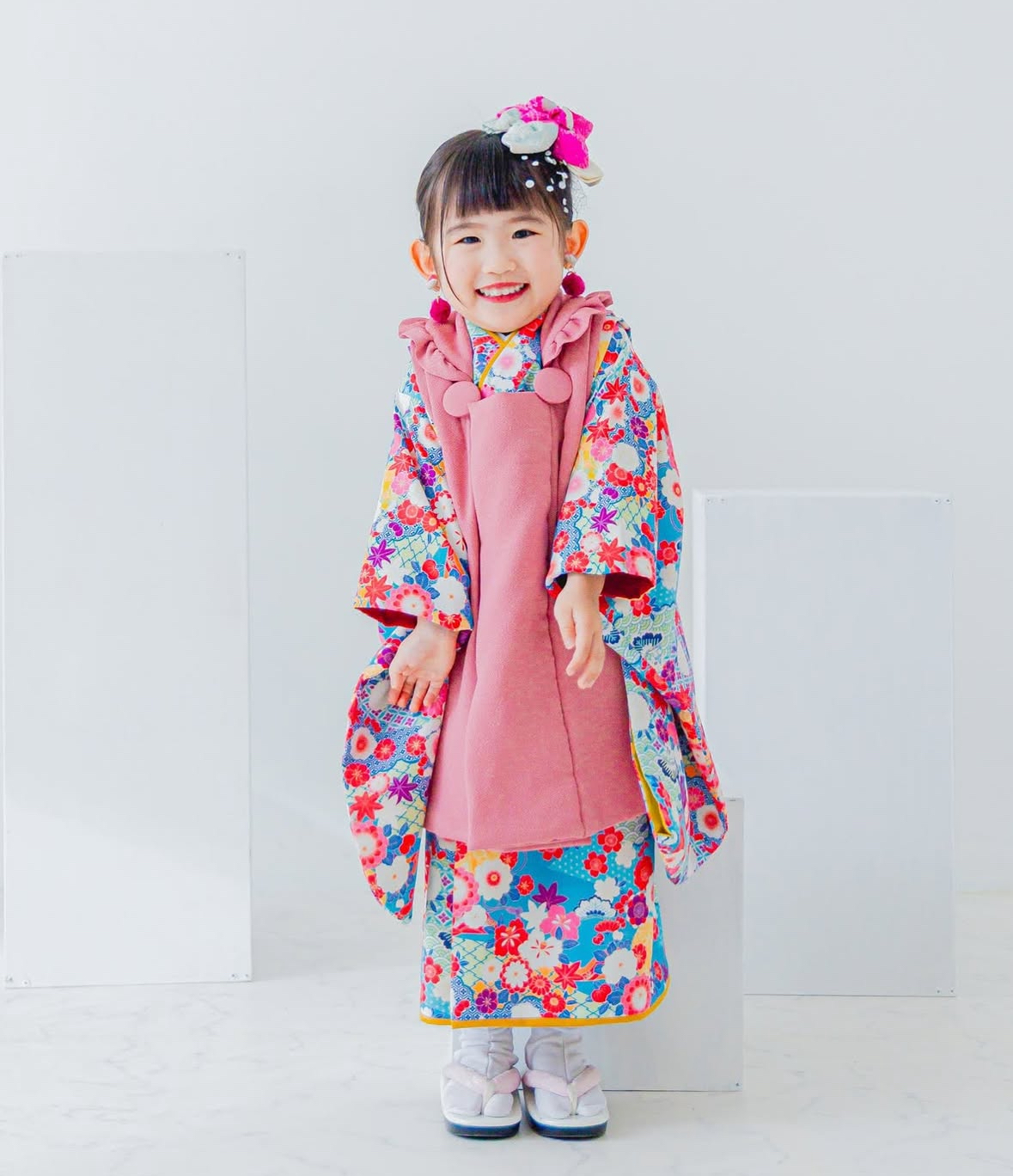 【レンタル】３歳着物セット／千代紙 千歳飴袋: なし, お色直し（被布・エプロン追加）: なし