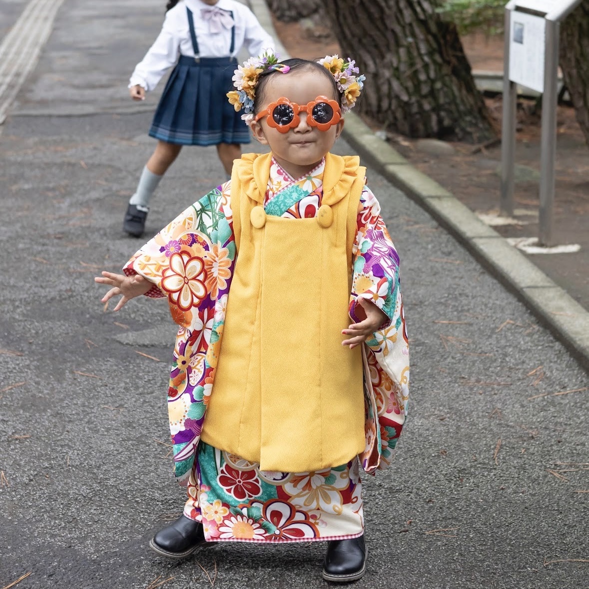 【レンタル】３歳着物セット／和 -はなごろも- 千歳飴袋: なし, お色直し（被布・エプロン追加）: なし