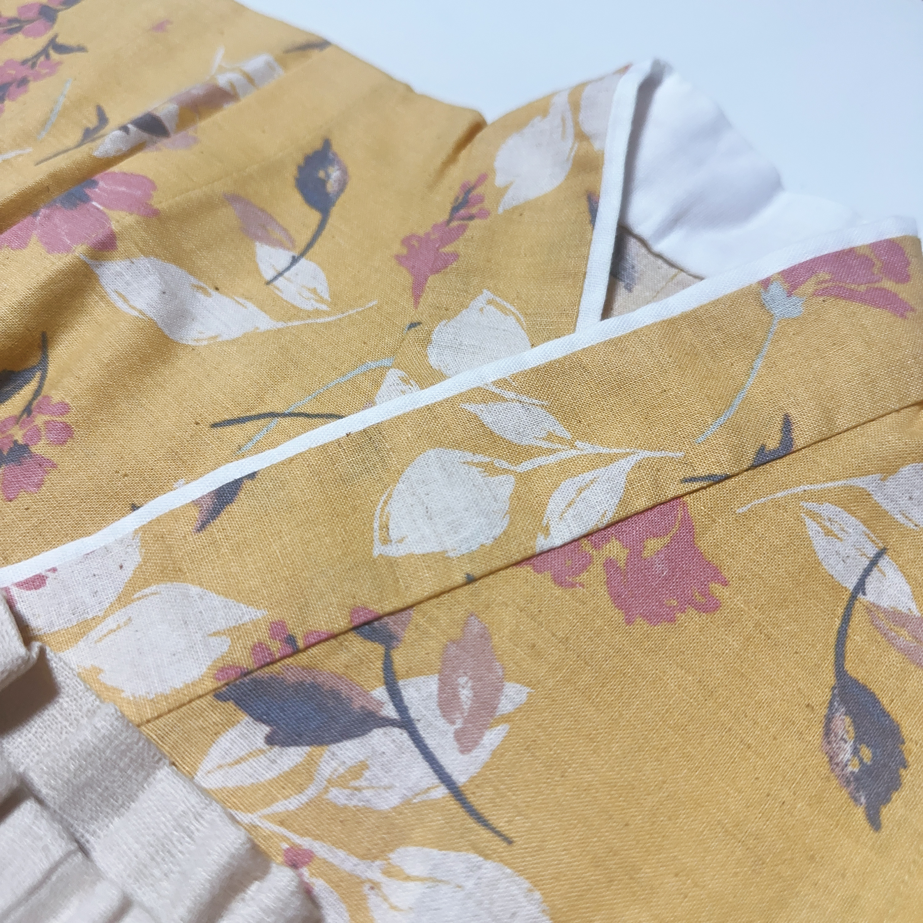 【SALE】ハギレでハカマ／イエロー×フラワー（70-80size）