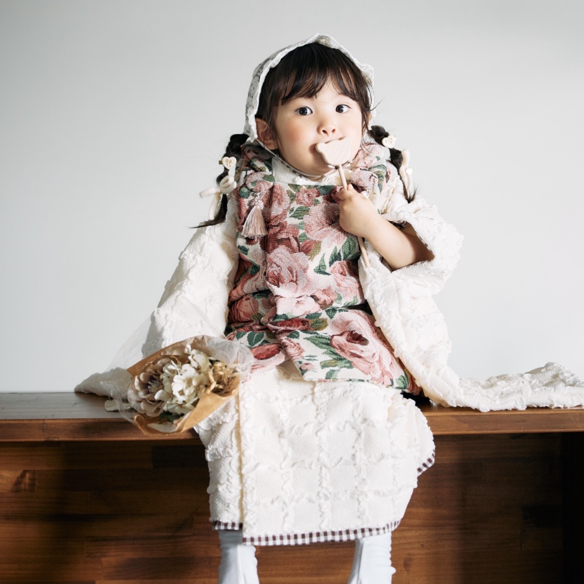 【レンタル】３歳着物セット／Re:merry｟BEAR｠ 千歳飴袋: なし