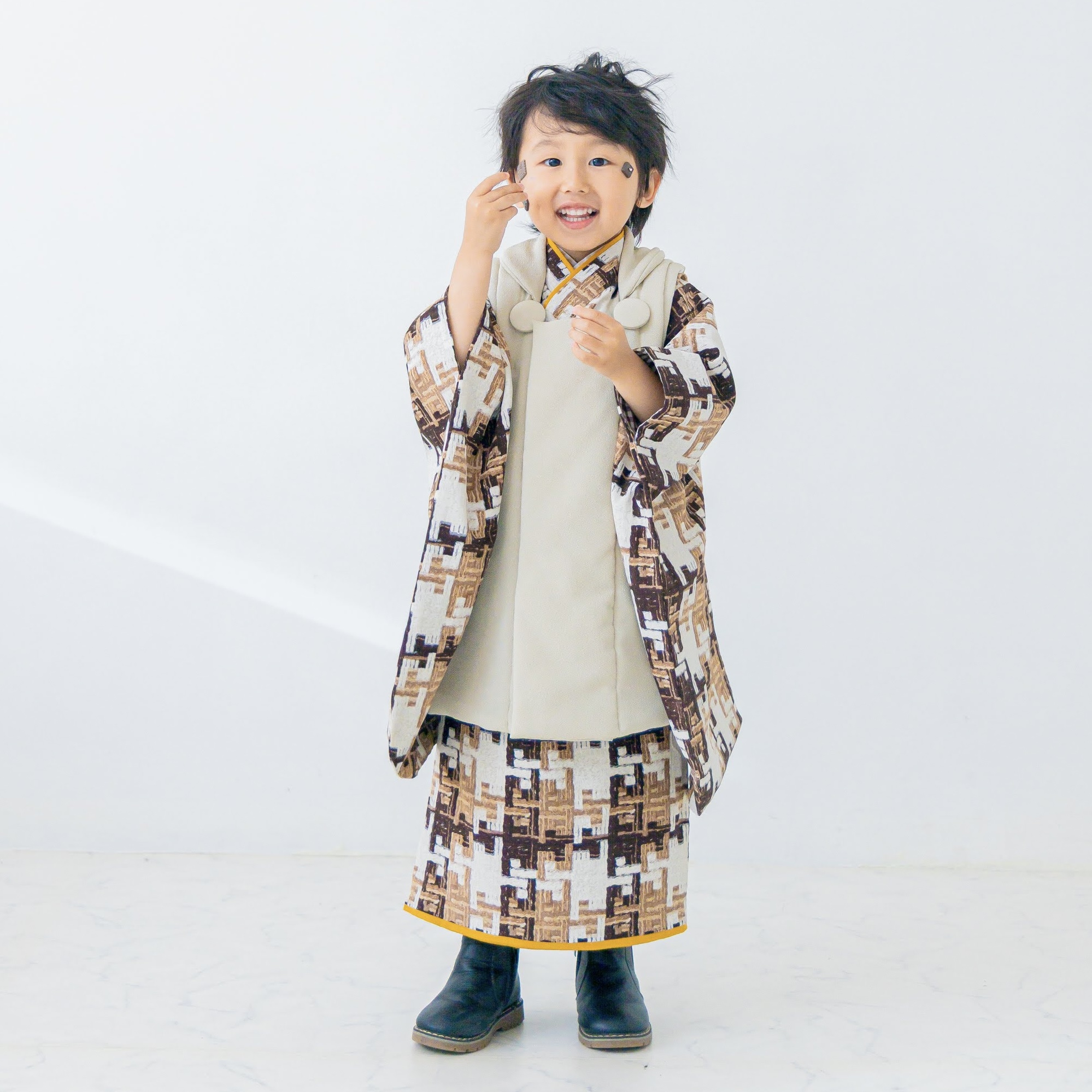 【レンタル】３歳着物セット／chocolate サイズ: 90size