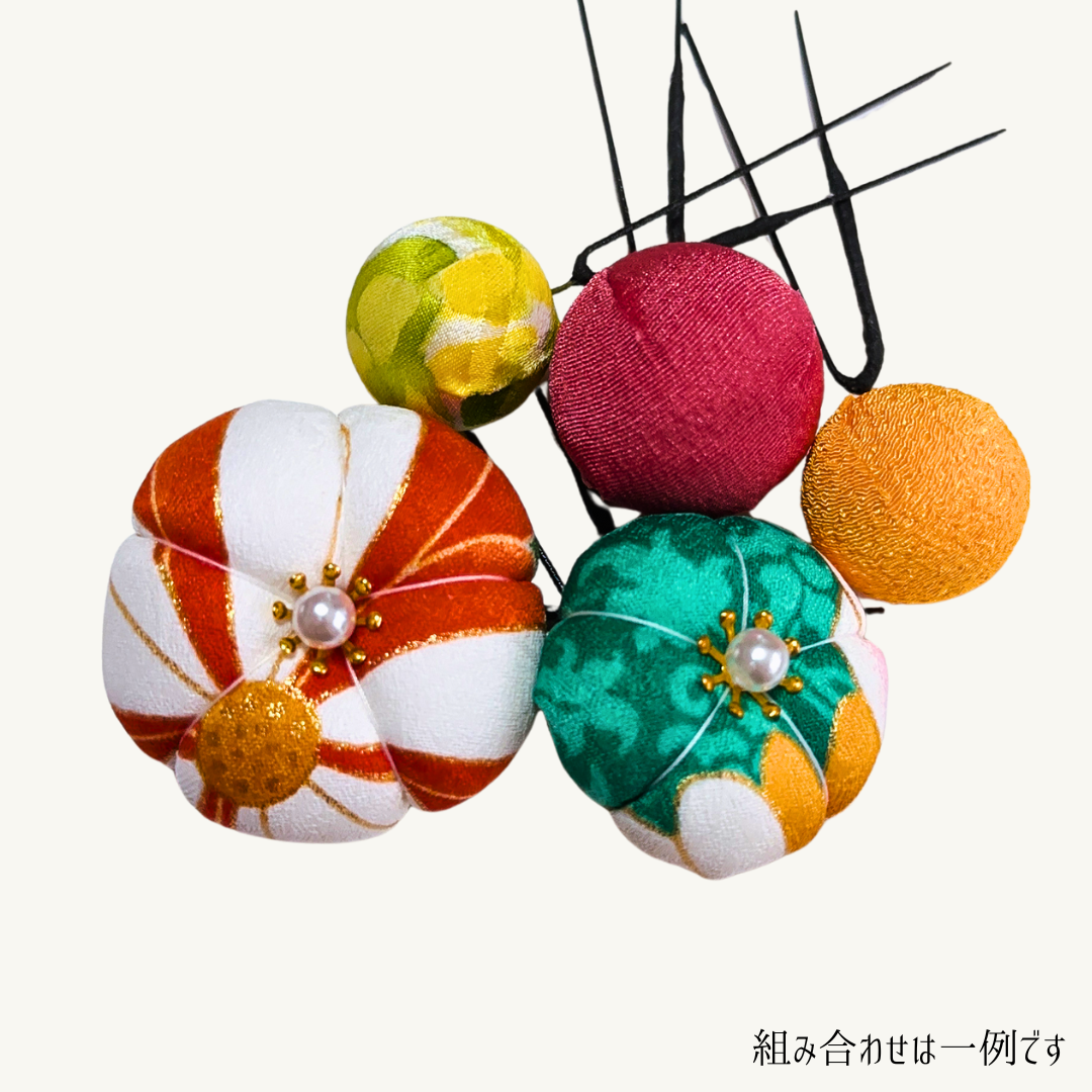 髪飾り／和 -はなごろも- セット: 【梅】花２個＋玉３個