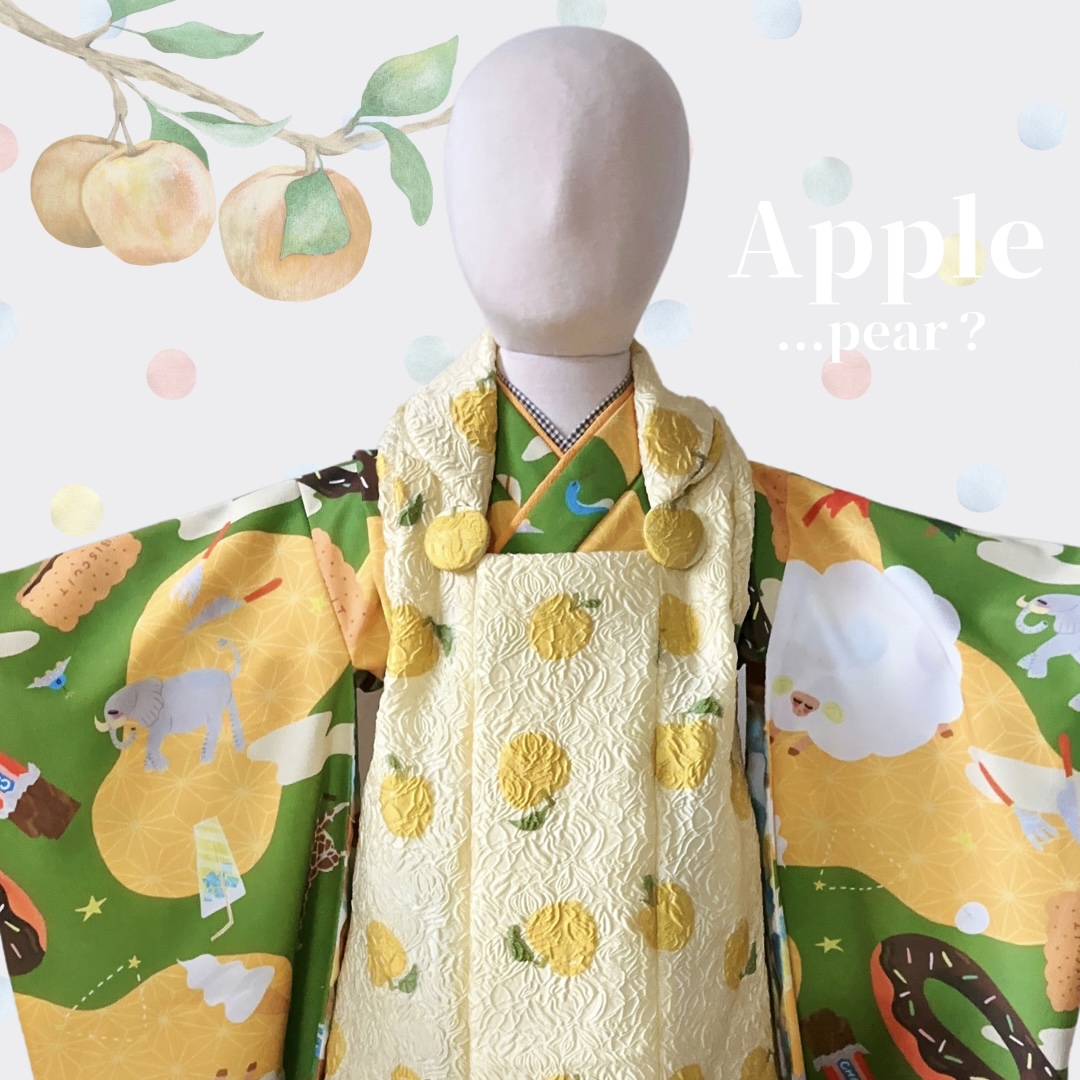 【レンタル】３歳着物セット／animal（グリーン） サイズ: 90size, 千歳飴袋: なし
