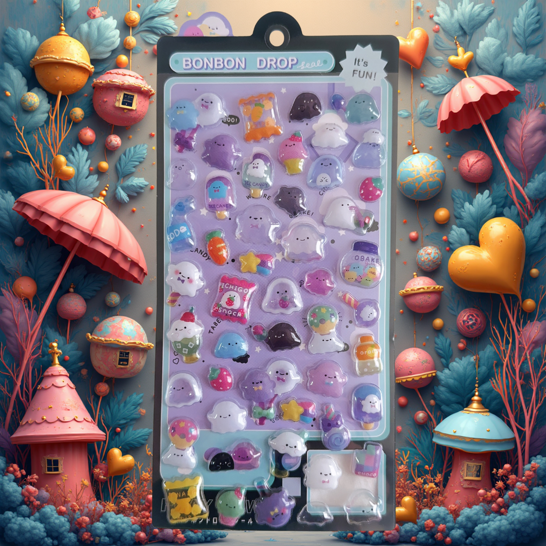 ぷっくり3Dシール〈おばけ〉