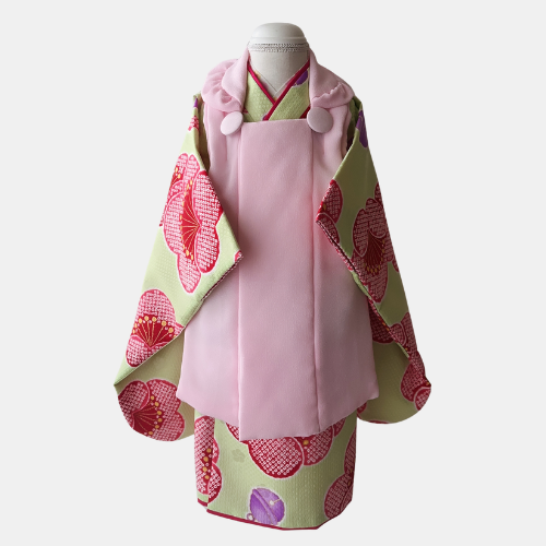 【レンタル】３歳着物セット／こうめ・みどり 千歳飴袋: なし