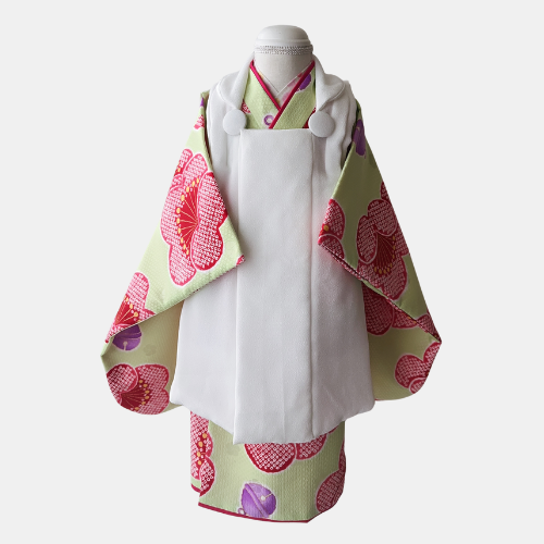 【レンタル】３歳着物セット／こうめ・みどり 千歳飴袋: なし