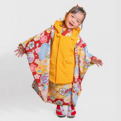 【レンタル】３歳着物セット／てまりこてん 千歳飴袋: なし, お色直し（被布・エプロン追加）: なし