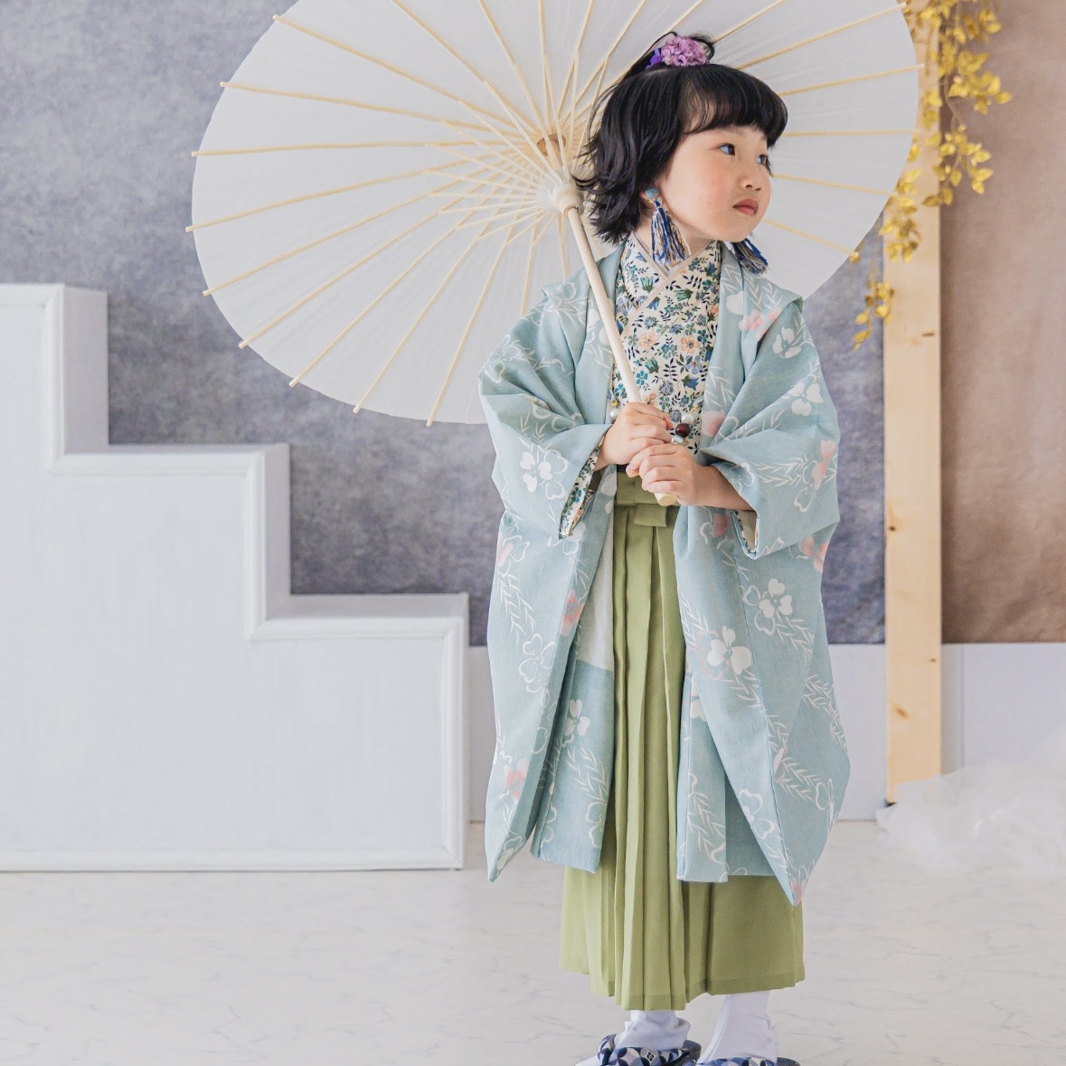 【レンタル】５歳着物セット／OMODAKA 千歳飴袋: なし