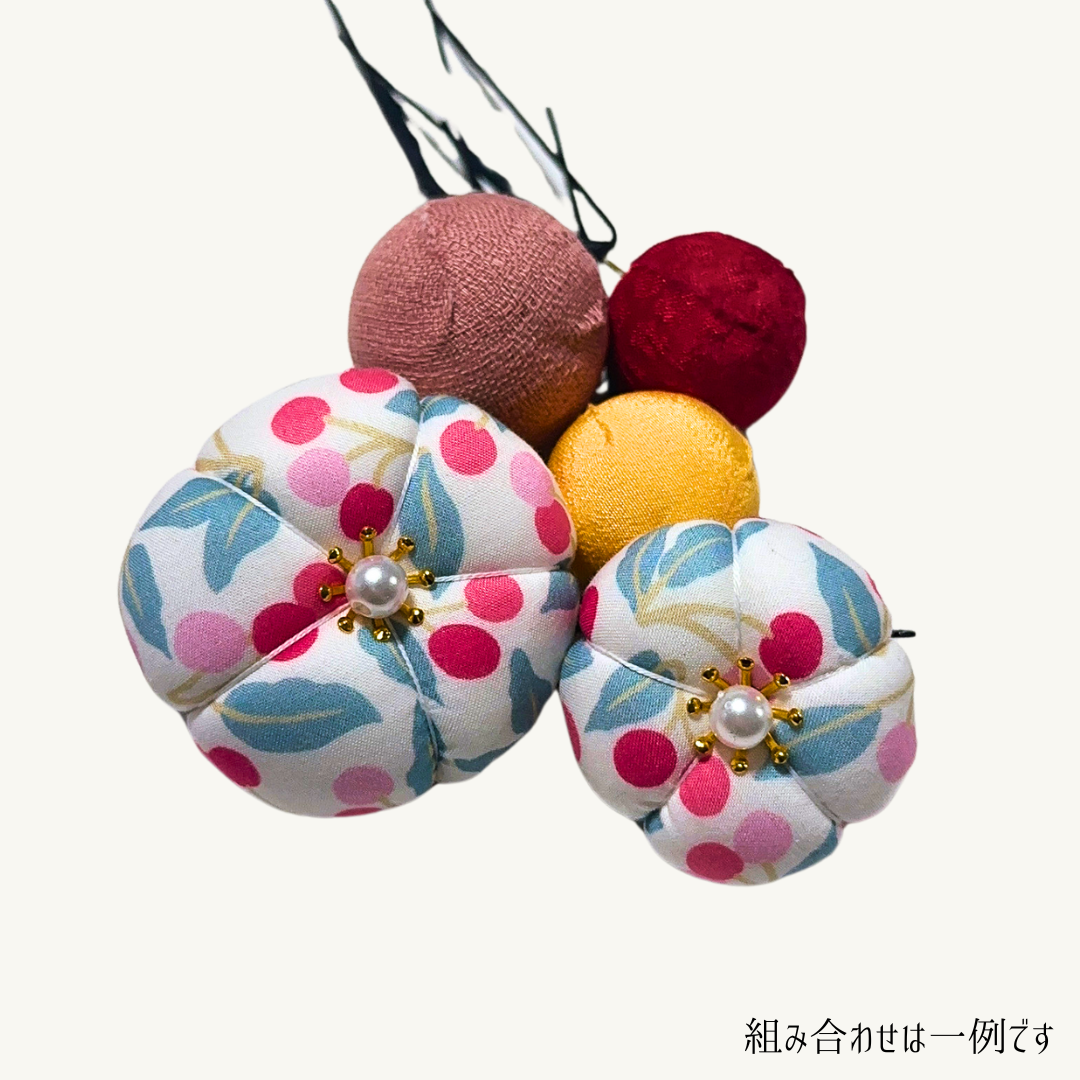 髪飾り／Cherry drop セット: 【梅】花２個＋玉３個