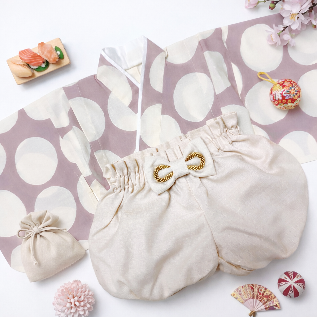 【SALE】ハギレでハカマ／くすみピンク(70-80size)