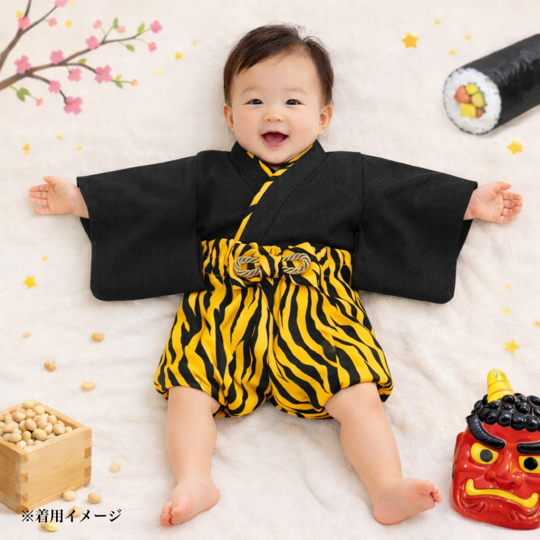 【節分におすすめ】ベビー袴／鬼のパンツ サイズ: 60size