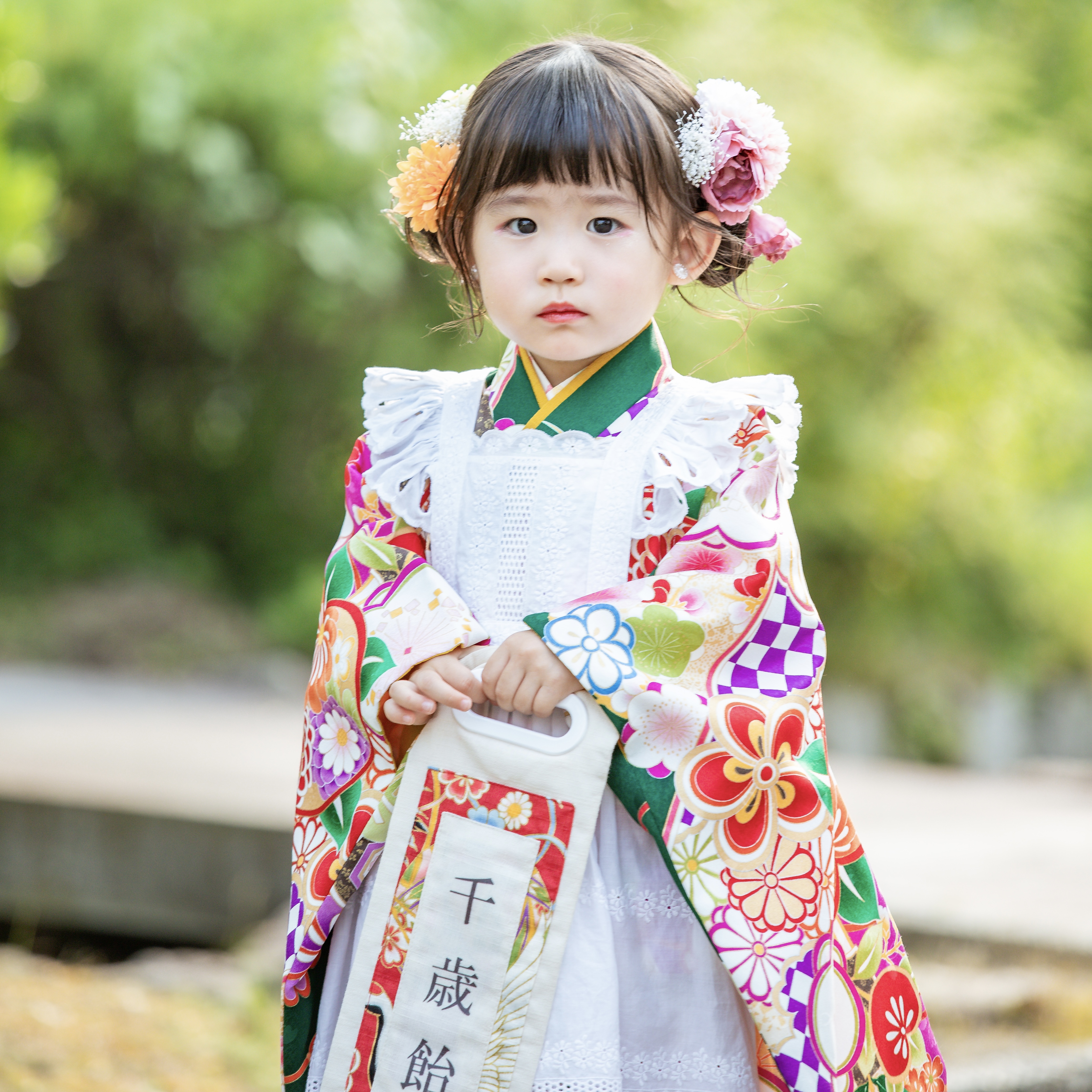 【レンタル】３歳着物セット／ 和 -こころ- 千歳飴袋: なし, お色直し（被布・エプロン追加）: なし