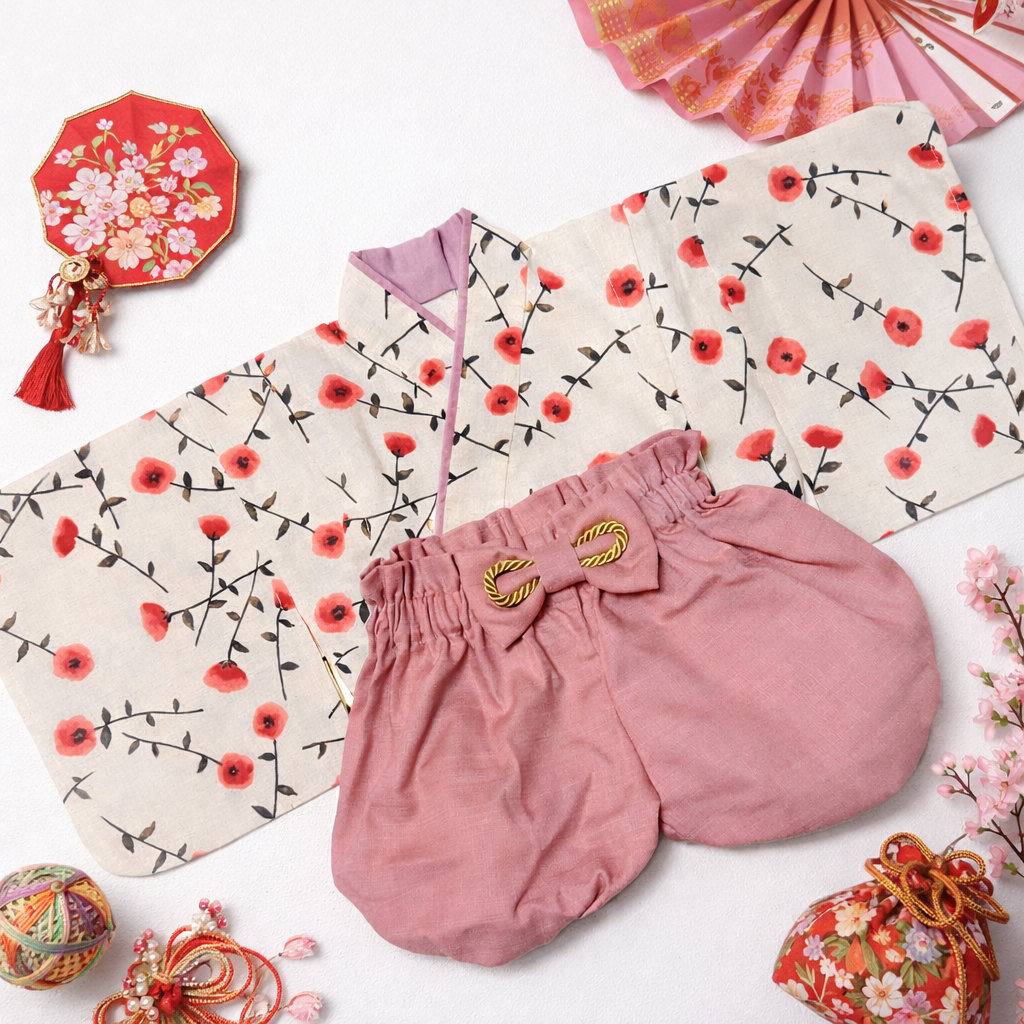 【SALE】ハギレでハカマ／flower(70-80size)